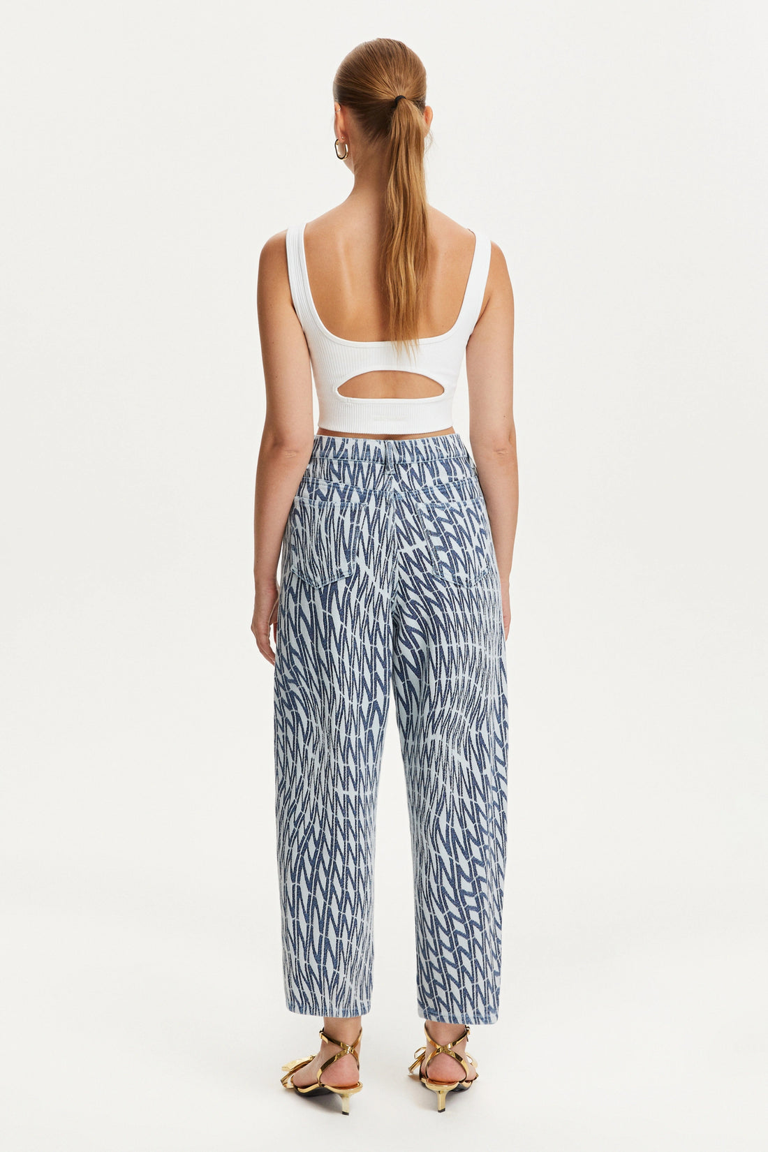 Patterned Mom Jean Trousers