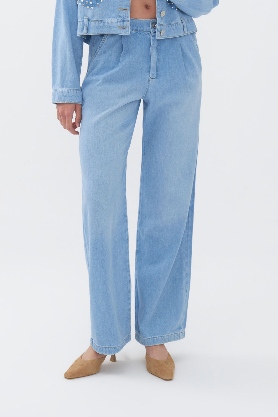Pleated Jean Trousers