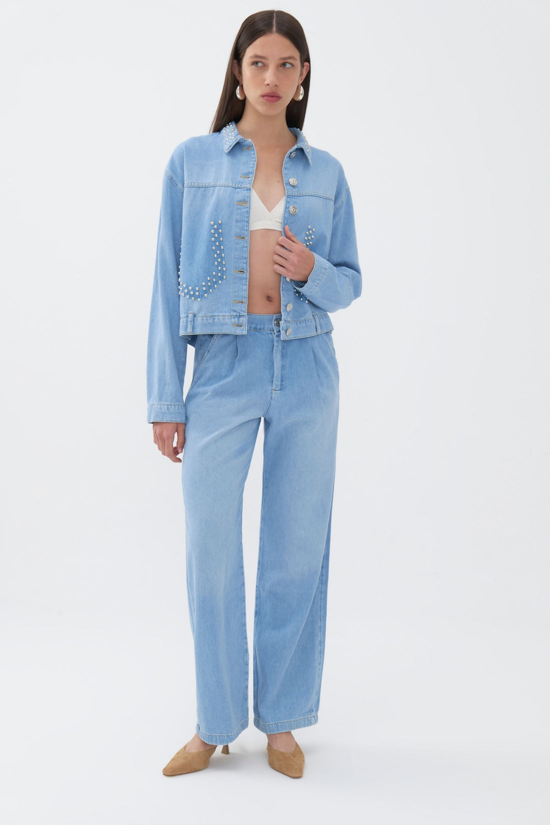 Pleated Jean Trousers