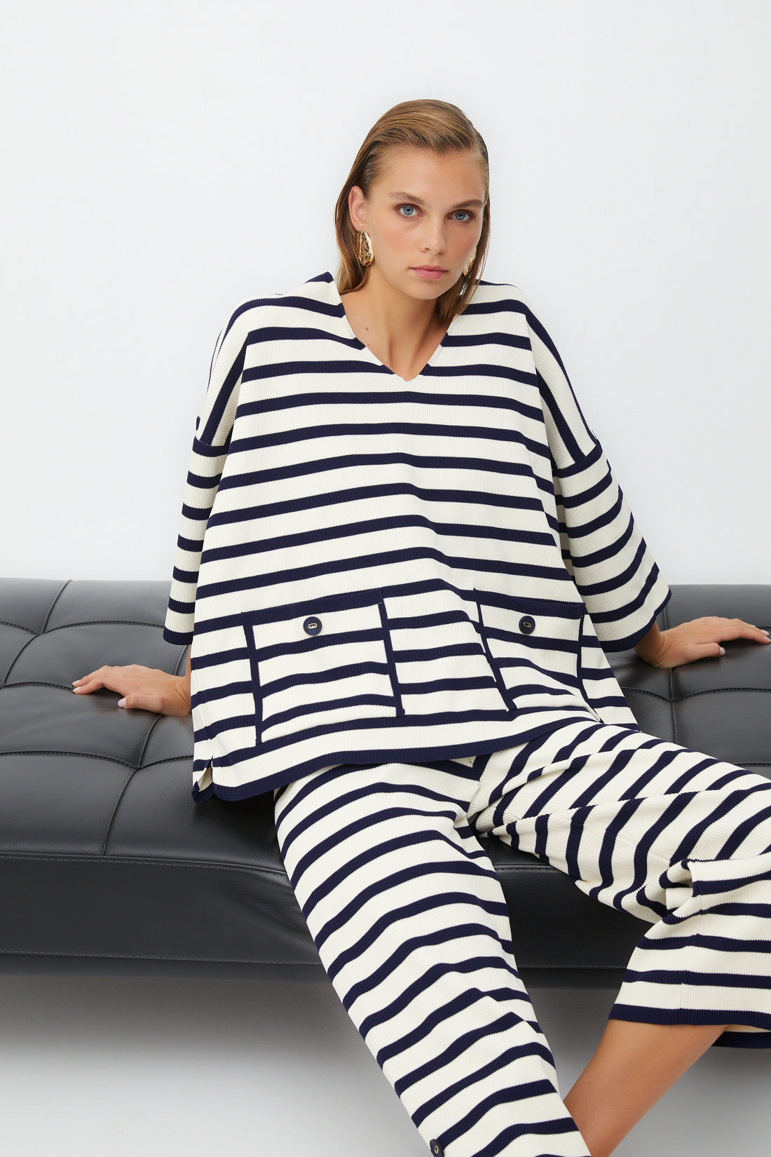 Striped Knitwear Blouse