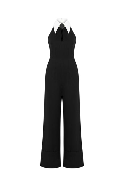 Pointed Collar Jumpsuit