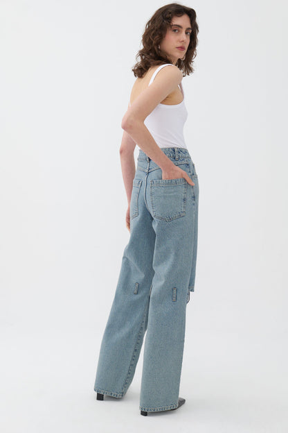 Open-Knee Wide Leg Jeans