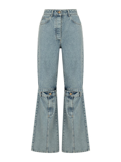 Open-Knee Wide Leg Jeans