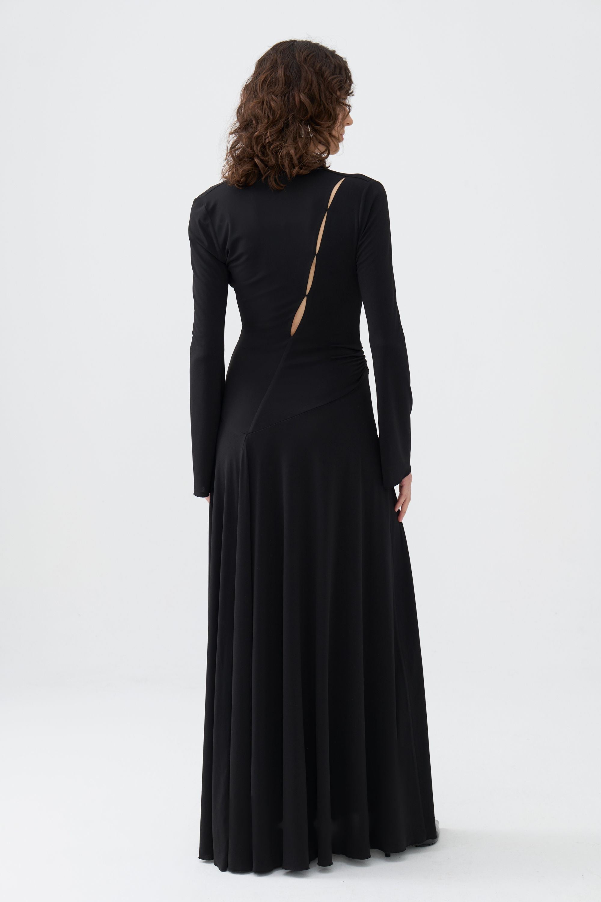 Double Breasted Collar Long Dress