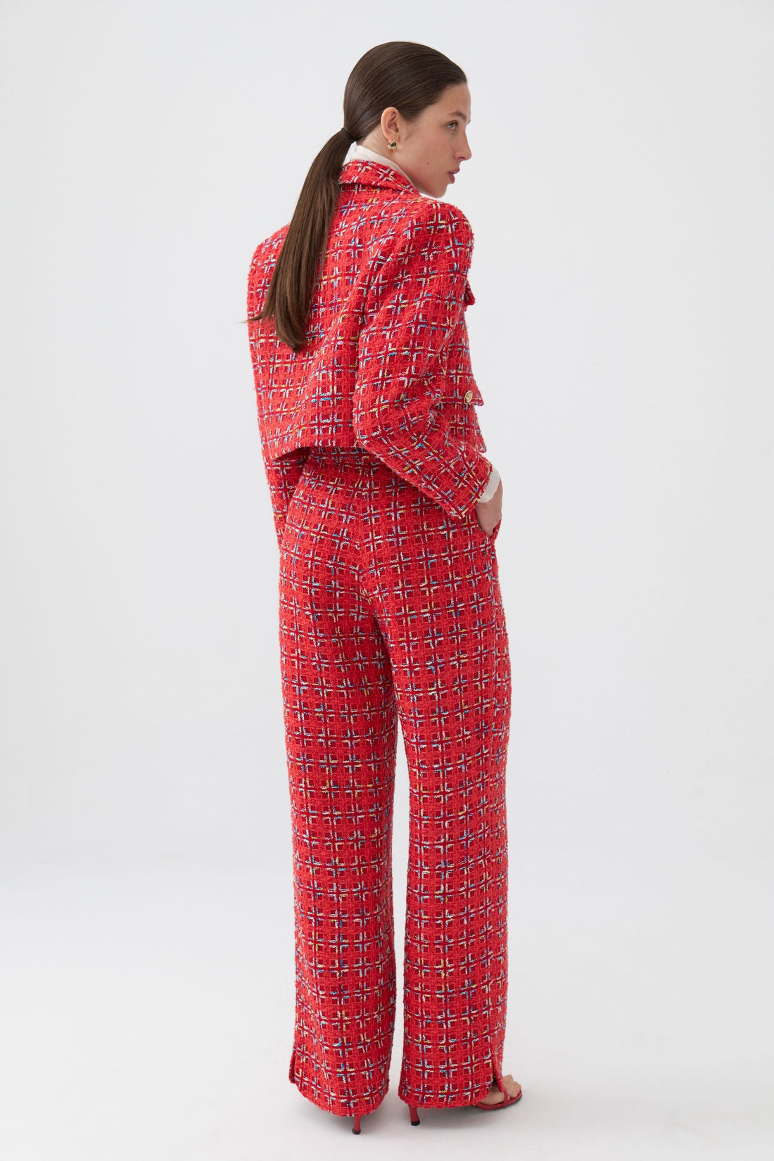 High-Waist Tweed Pants