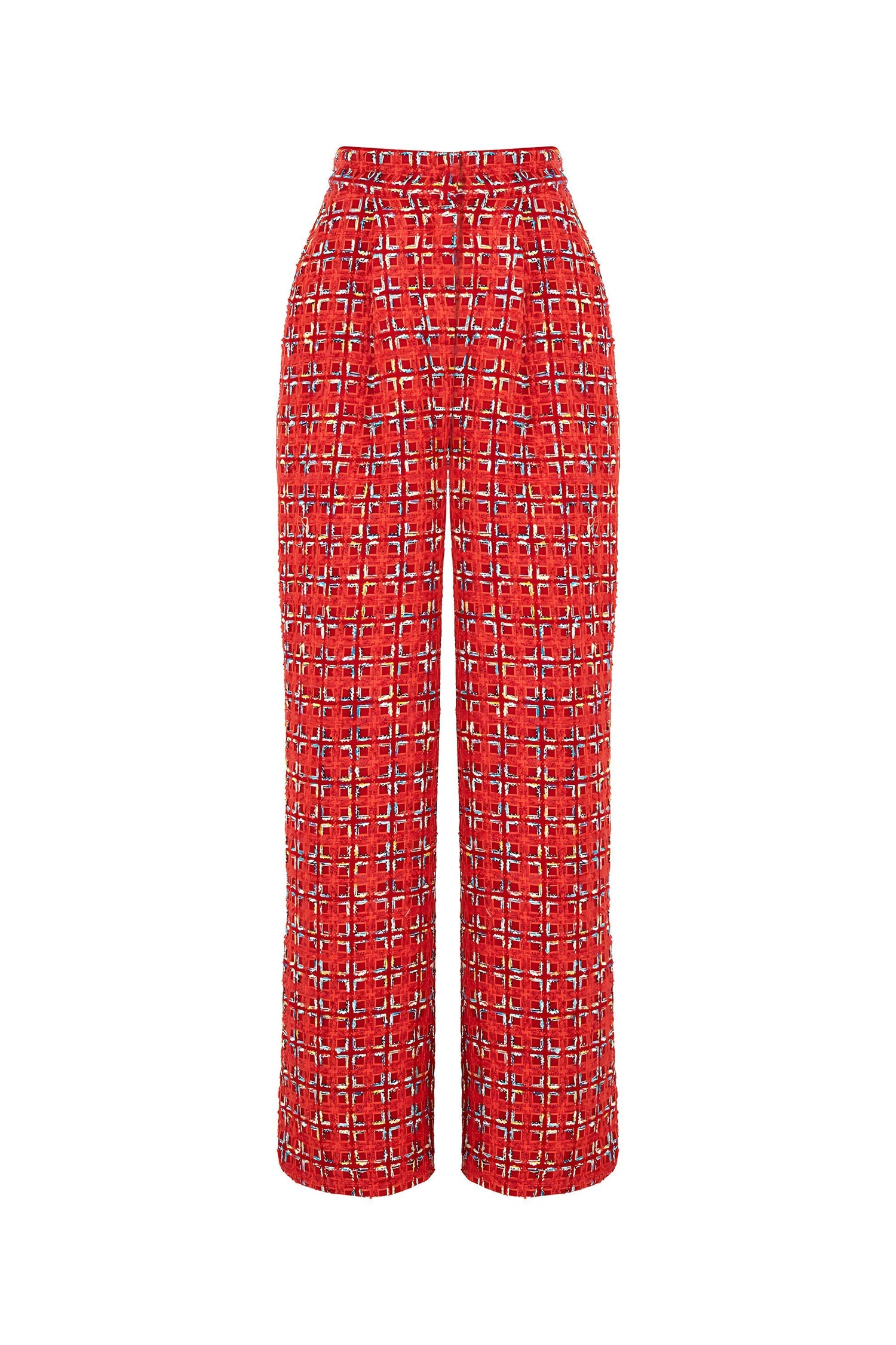 High-Waist Tweed Pants