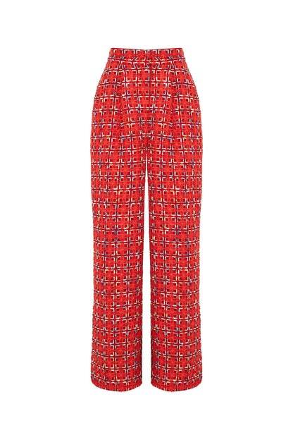 High-Waist Tweed Pants