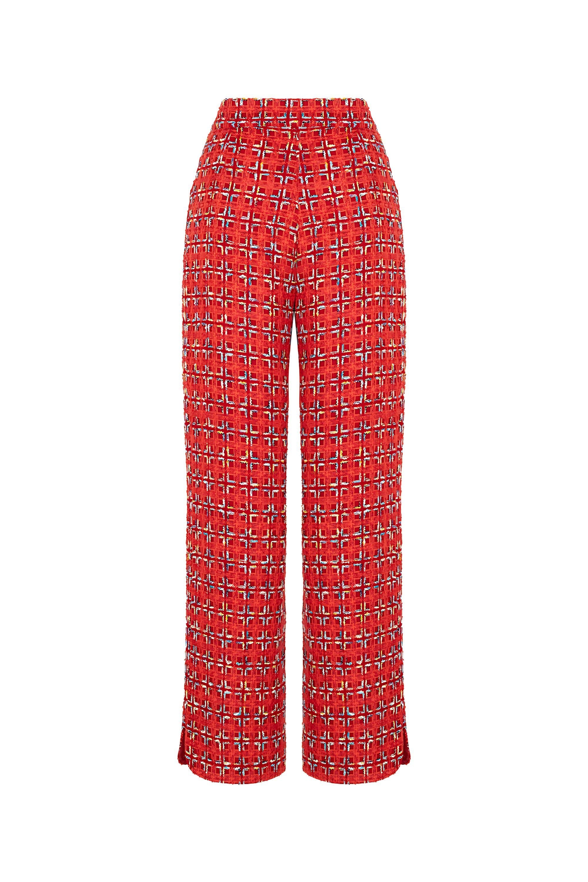 High-Waist Tweed Pants