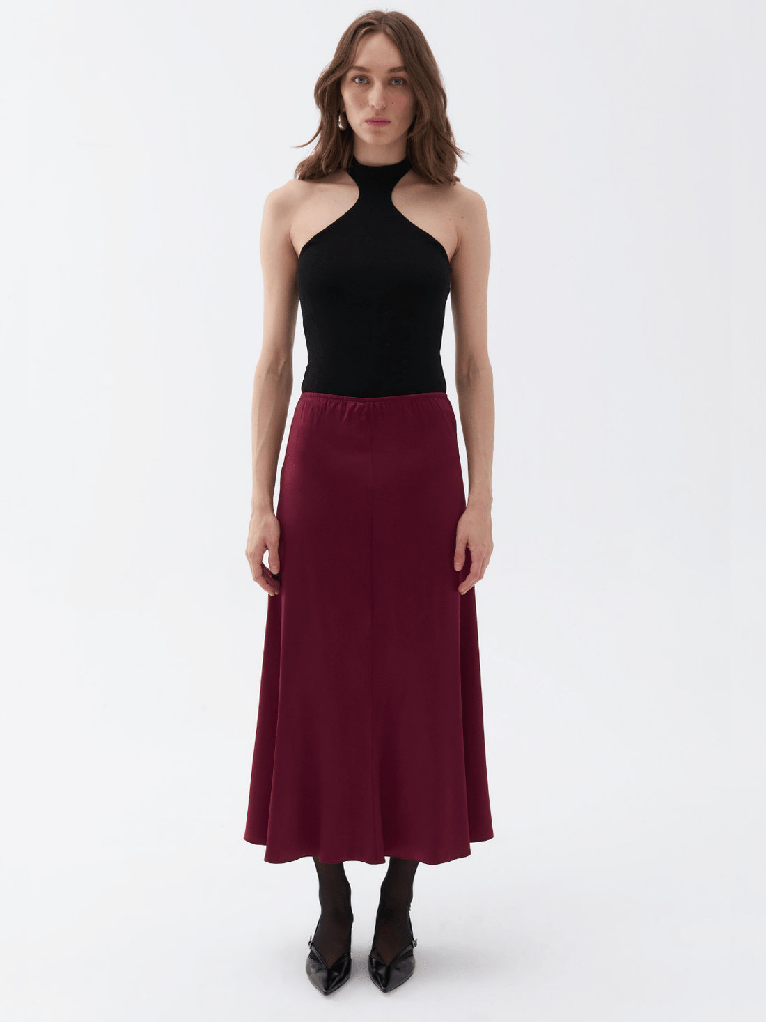 Elastic Waisted Midi Skirt