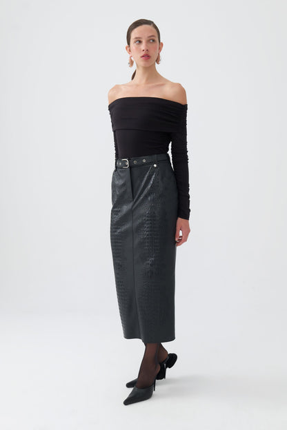 Leather Midi Skirt