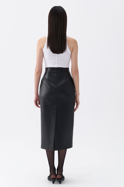 High Waist Faux Leather Skirt