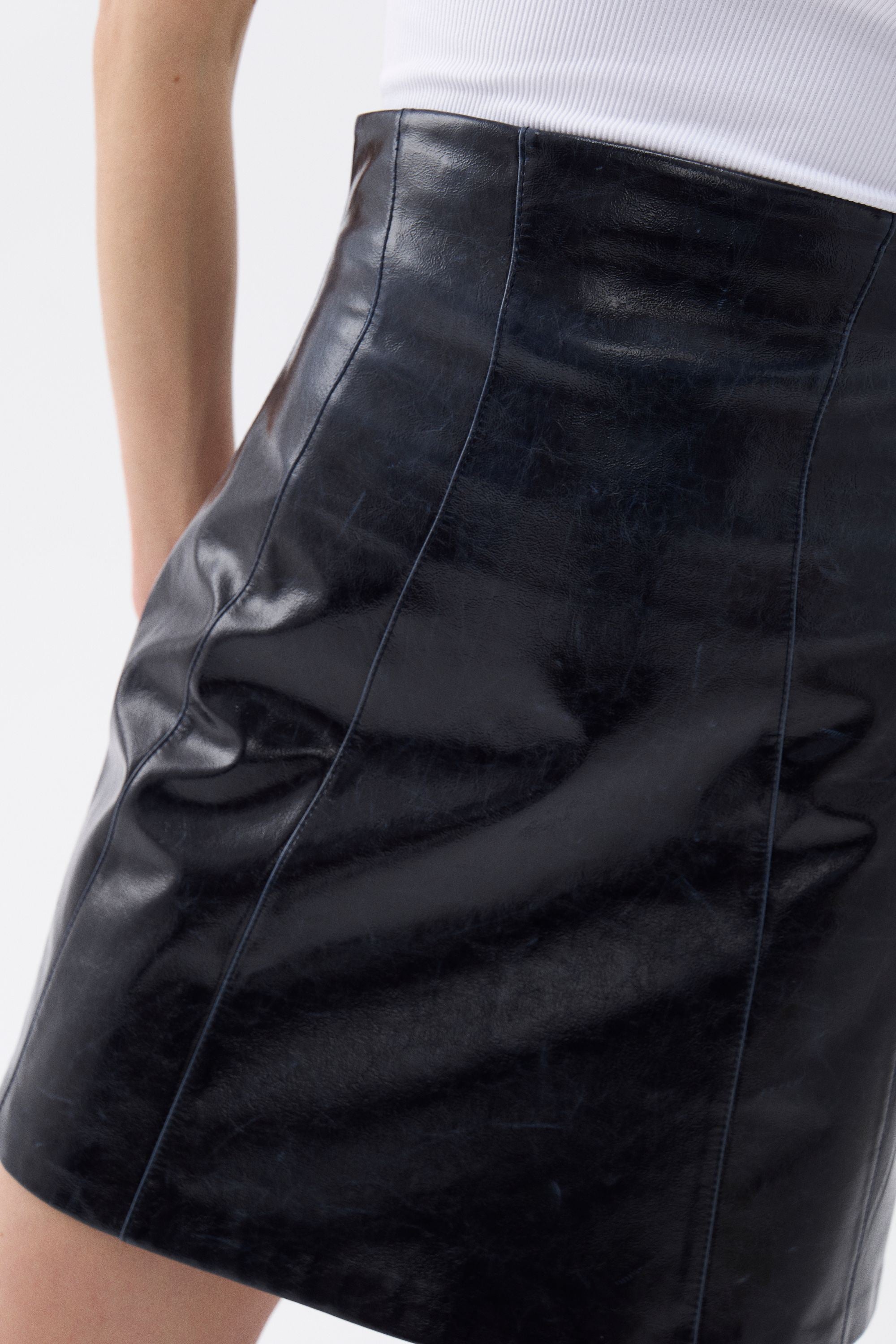 High Waist Faux Leather Mini Skirt