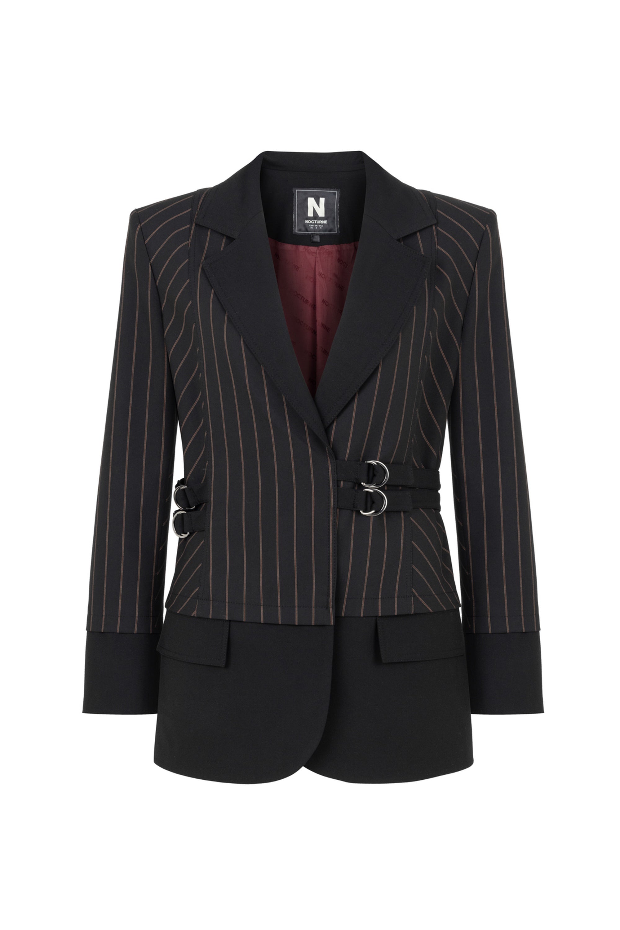 Striped Double Breasted Jacket with Belt Detail