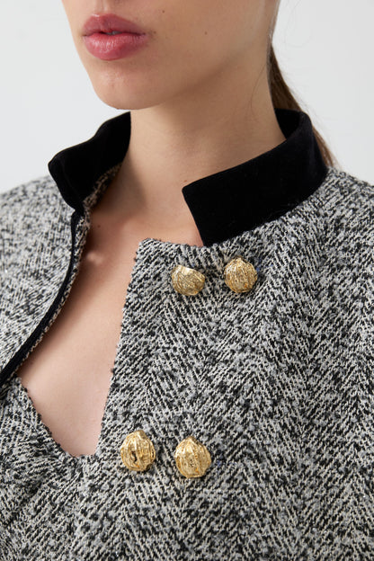 Gold Button Detailed Padded Jacket