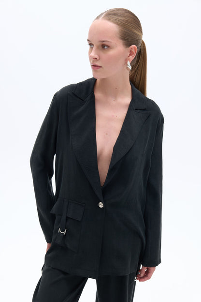 Pocketed Double-Breasted Jacket