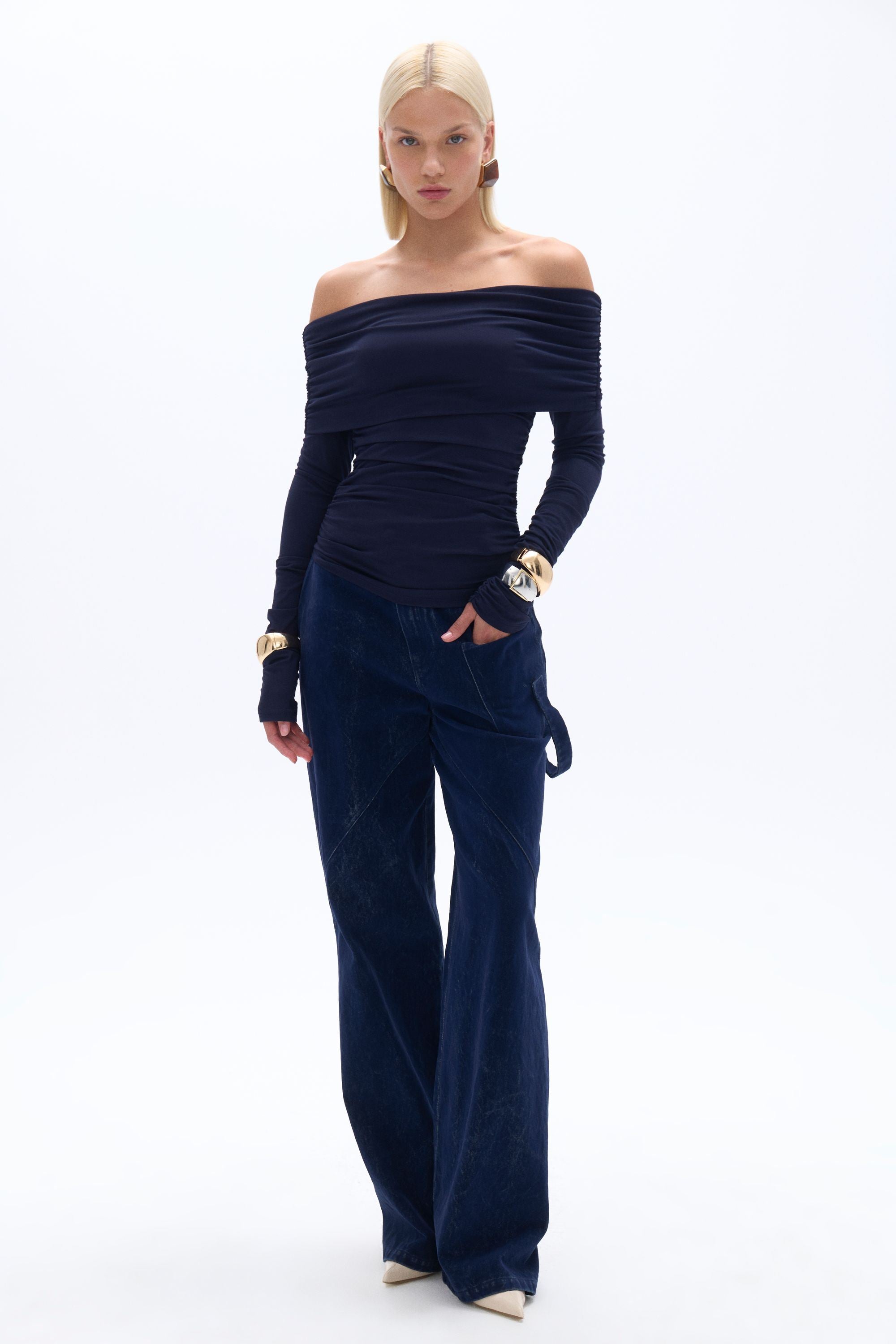 Off Shoulder Blouse with Ruffle Detail (Final Sale)