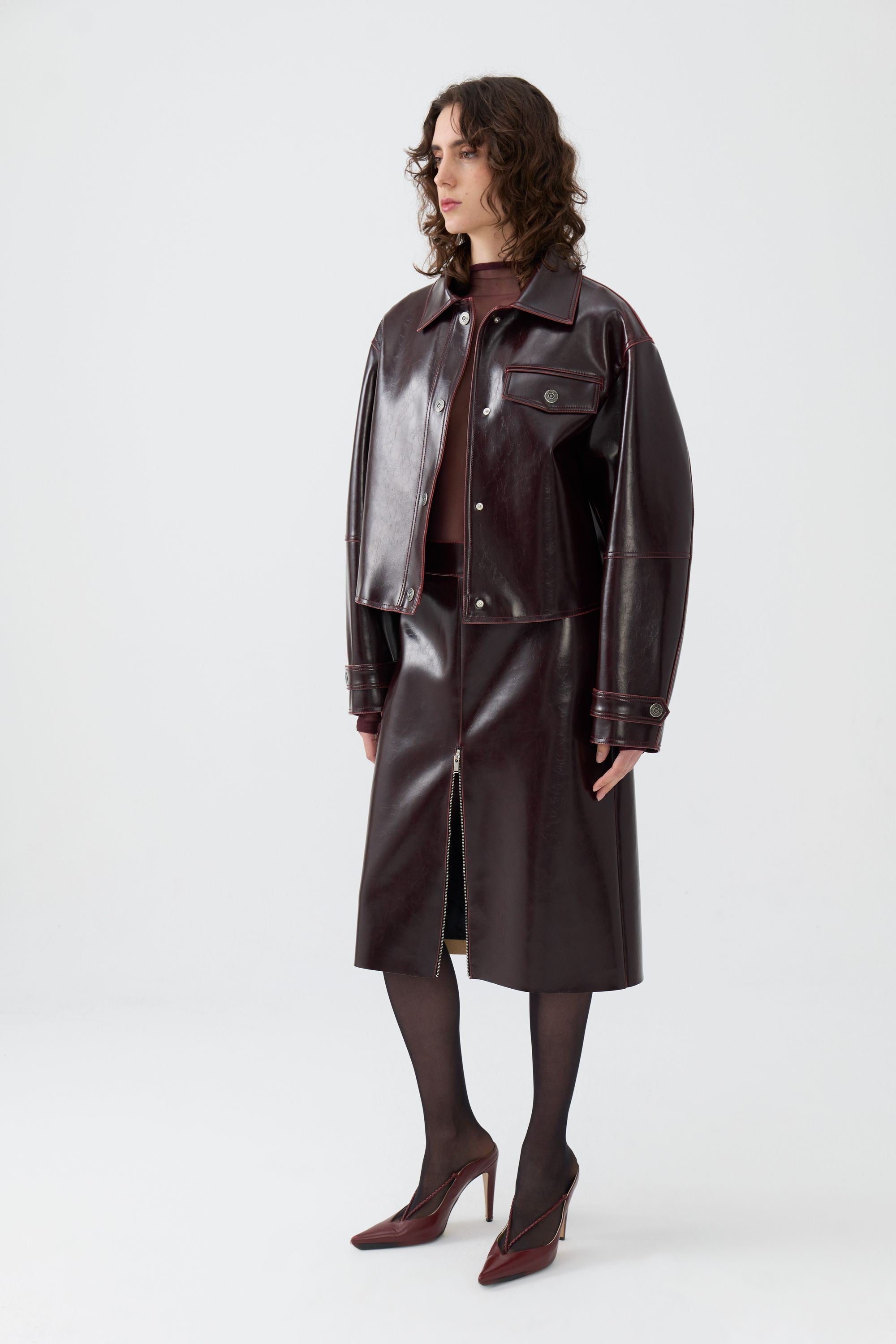 Faux Leather Coat