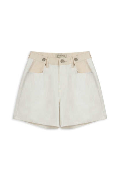 Mini Denim Shorts with Metal Button Accents