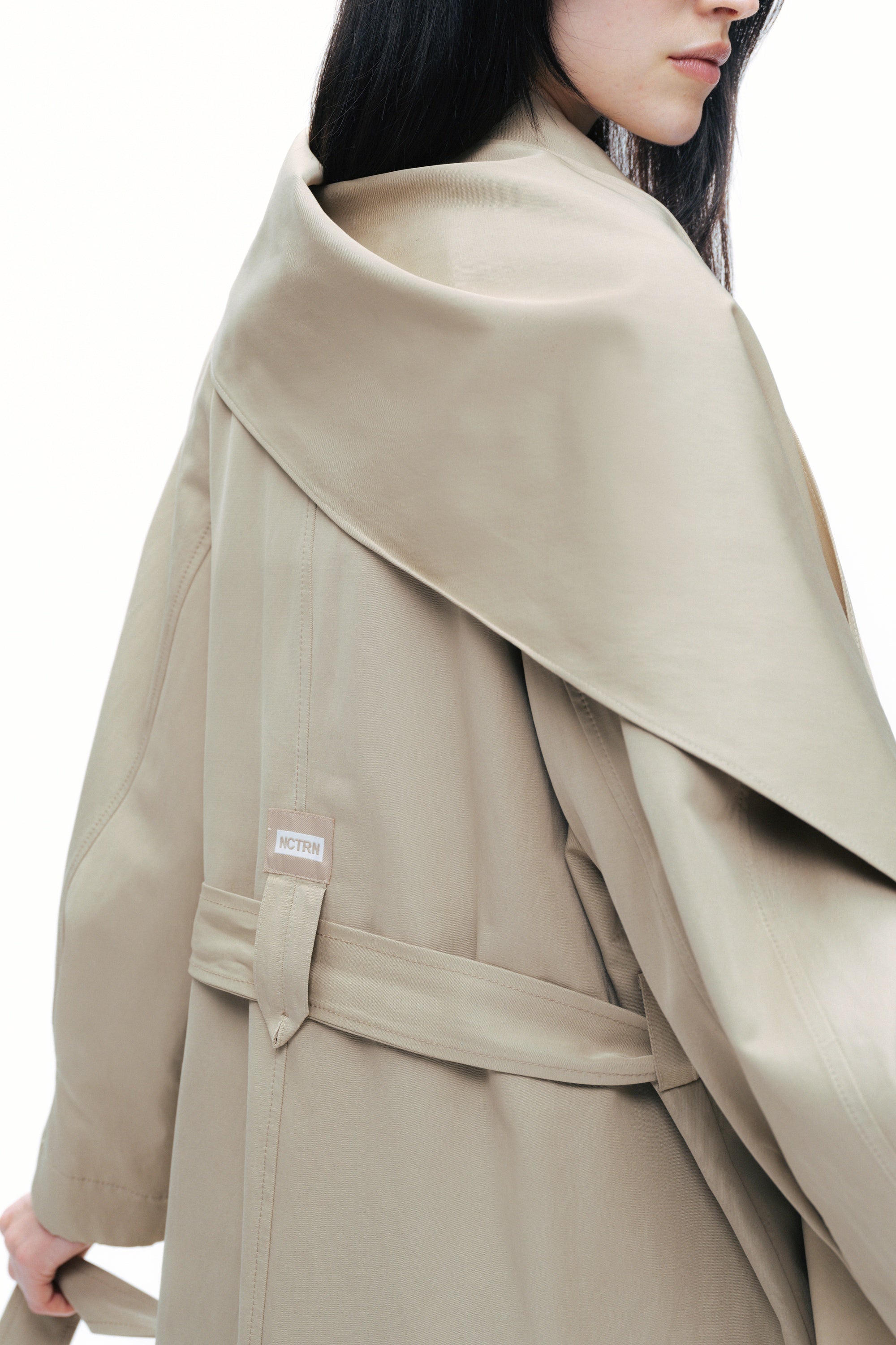 Shawl-Designed Trench Coat