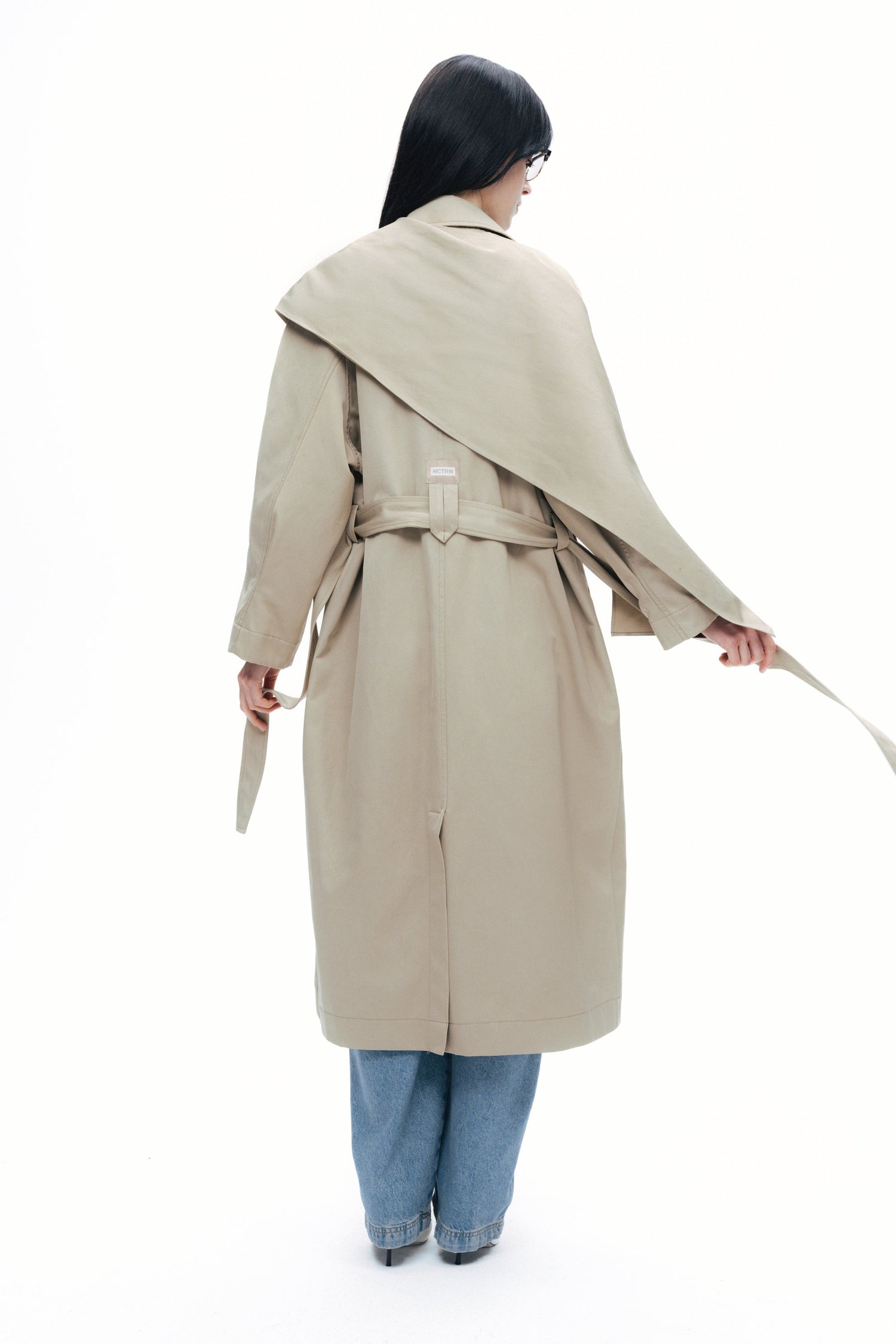 Shawl-Designed Trench Coat