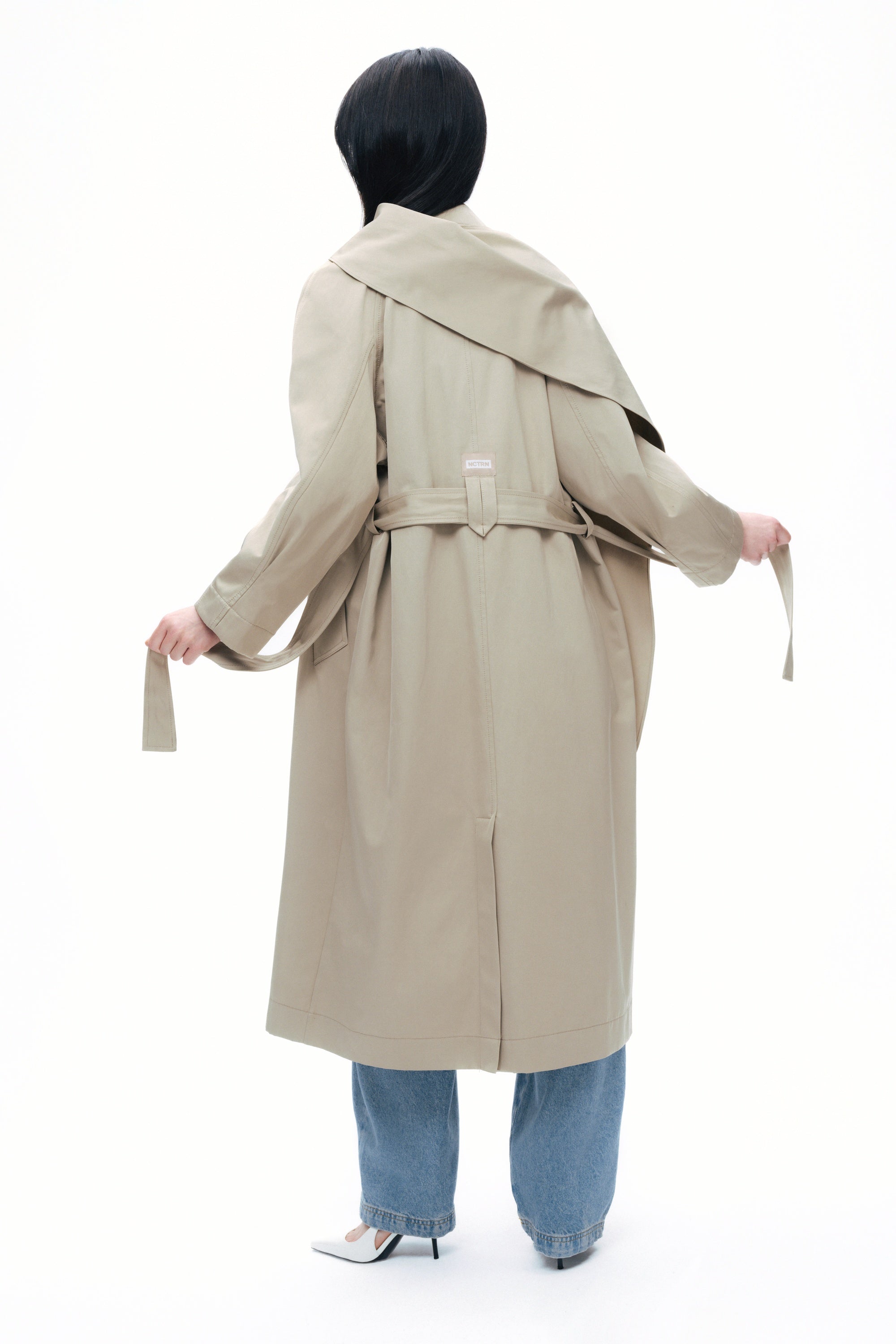 Shawl-Designed Trench Coat