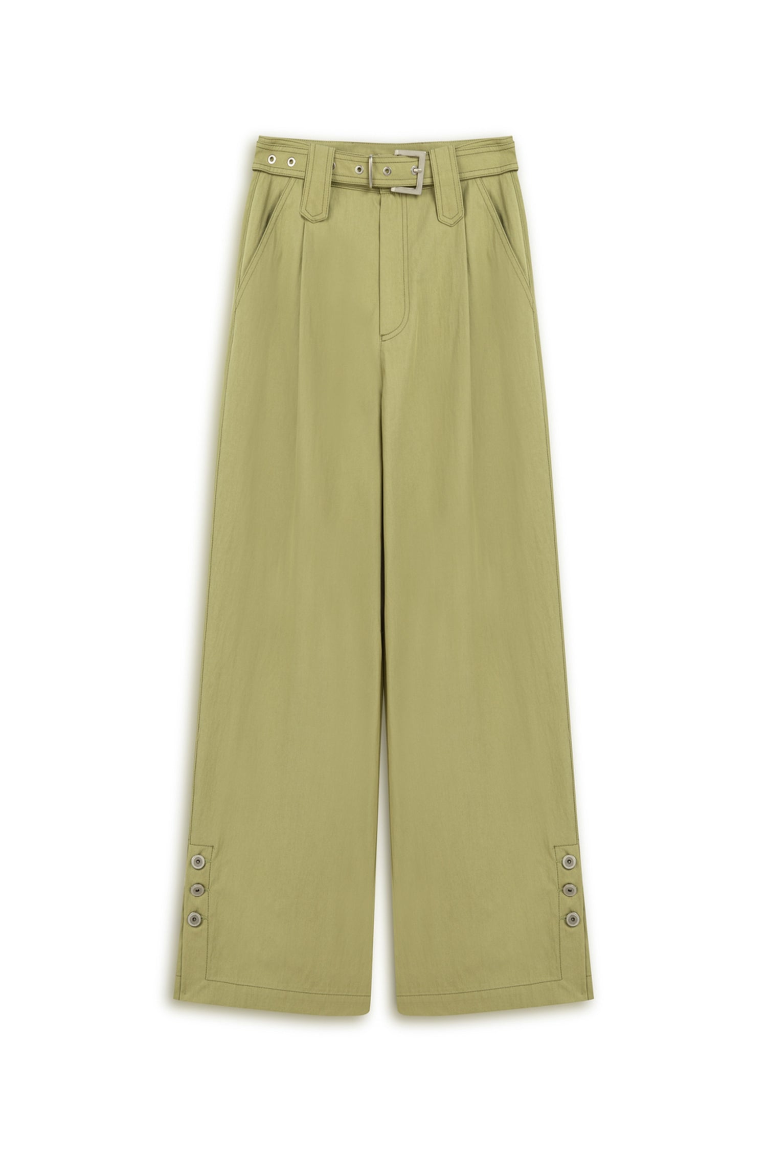 Metal Buckle Detailed Belted Trousers