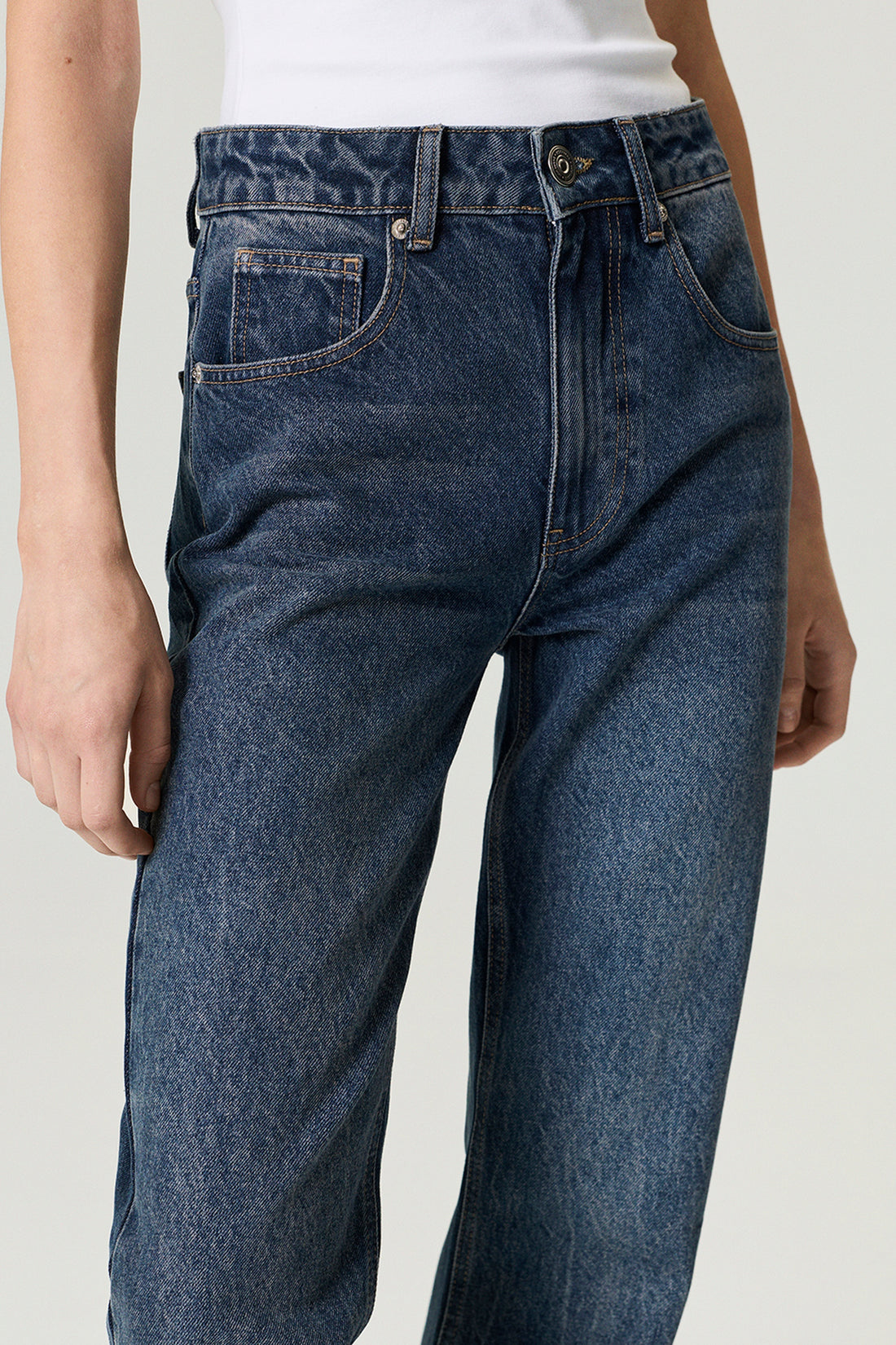 Zippered Flare-Leg Denim Pants