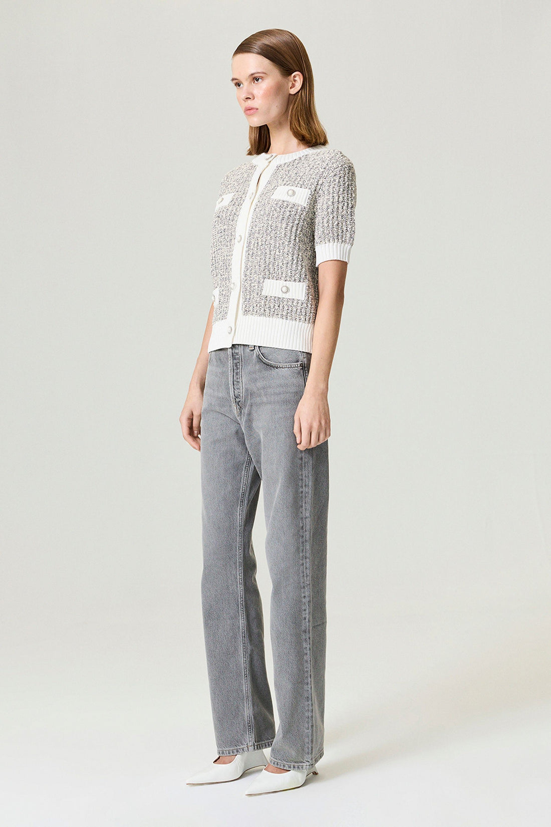 Button-Embellished Knit Top