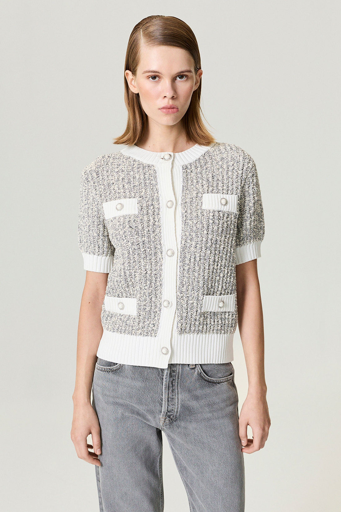 Button-Embellished Knit Top