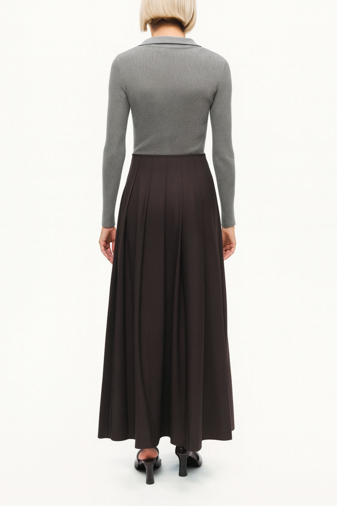 Zip-Front Ribbed Knit Top