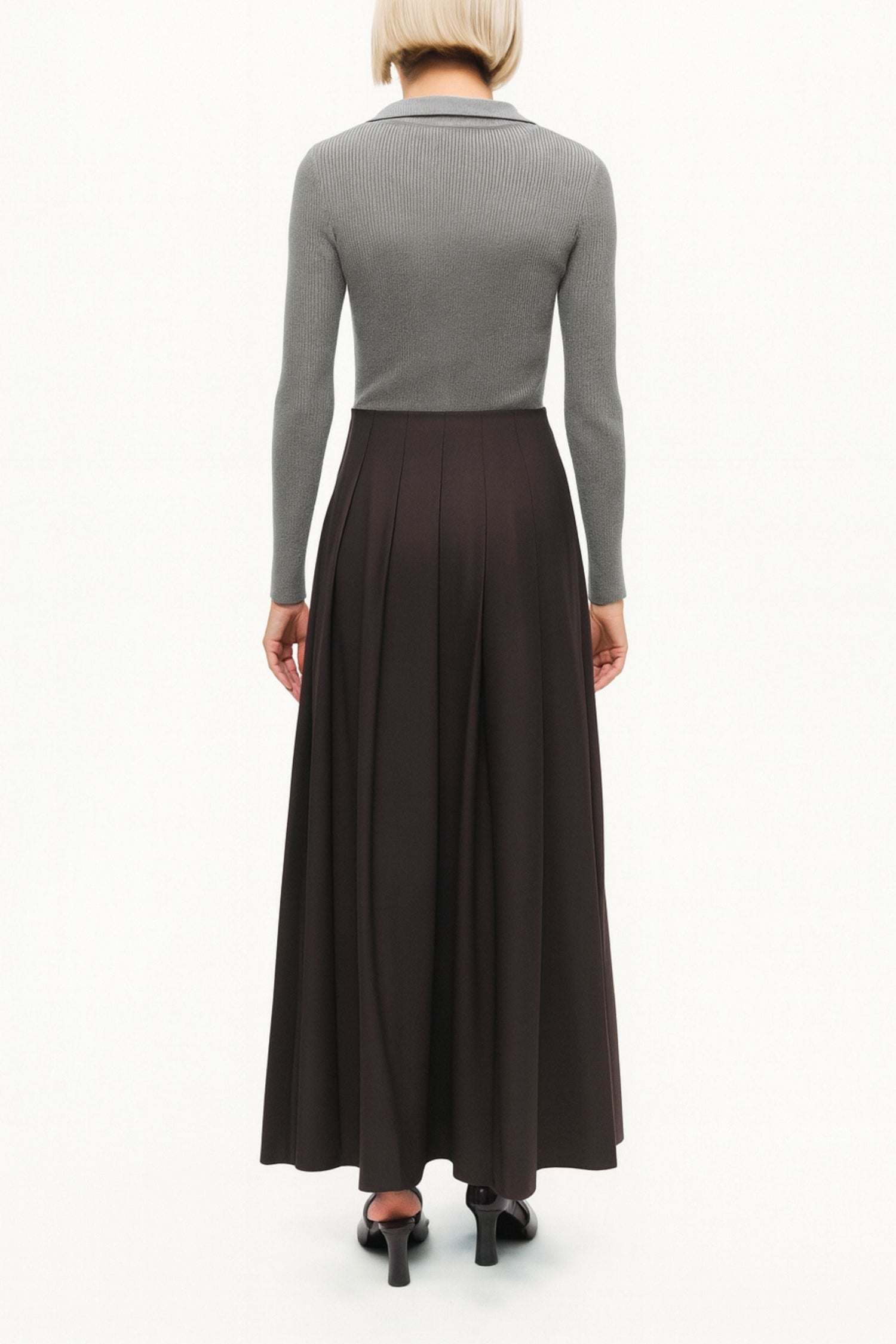 Zip-Front Ribbed Knit Top