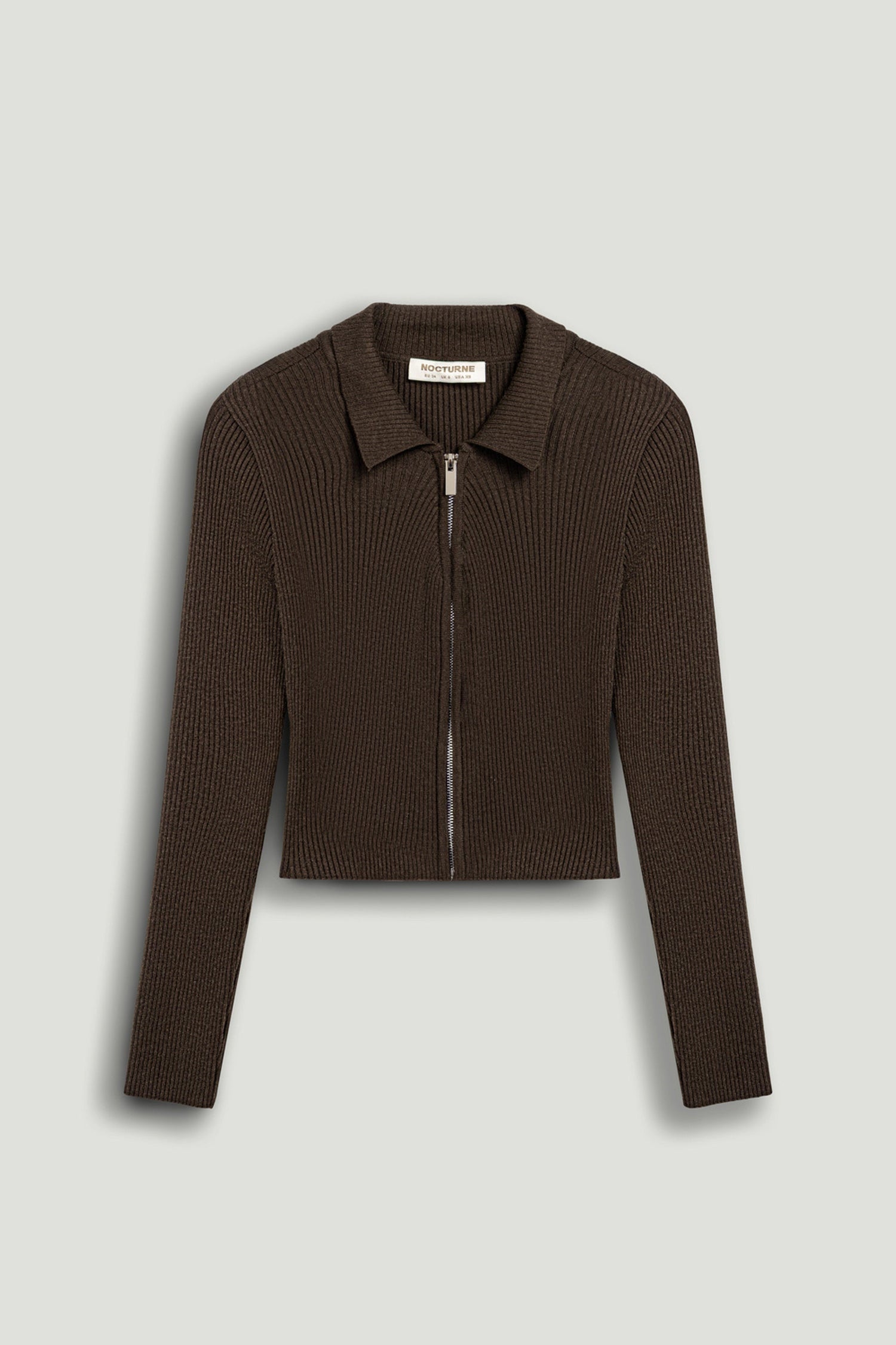 Zip-Front Ribbed Knit Top