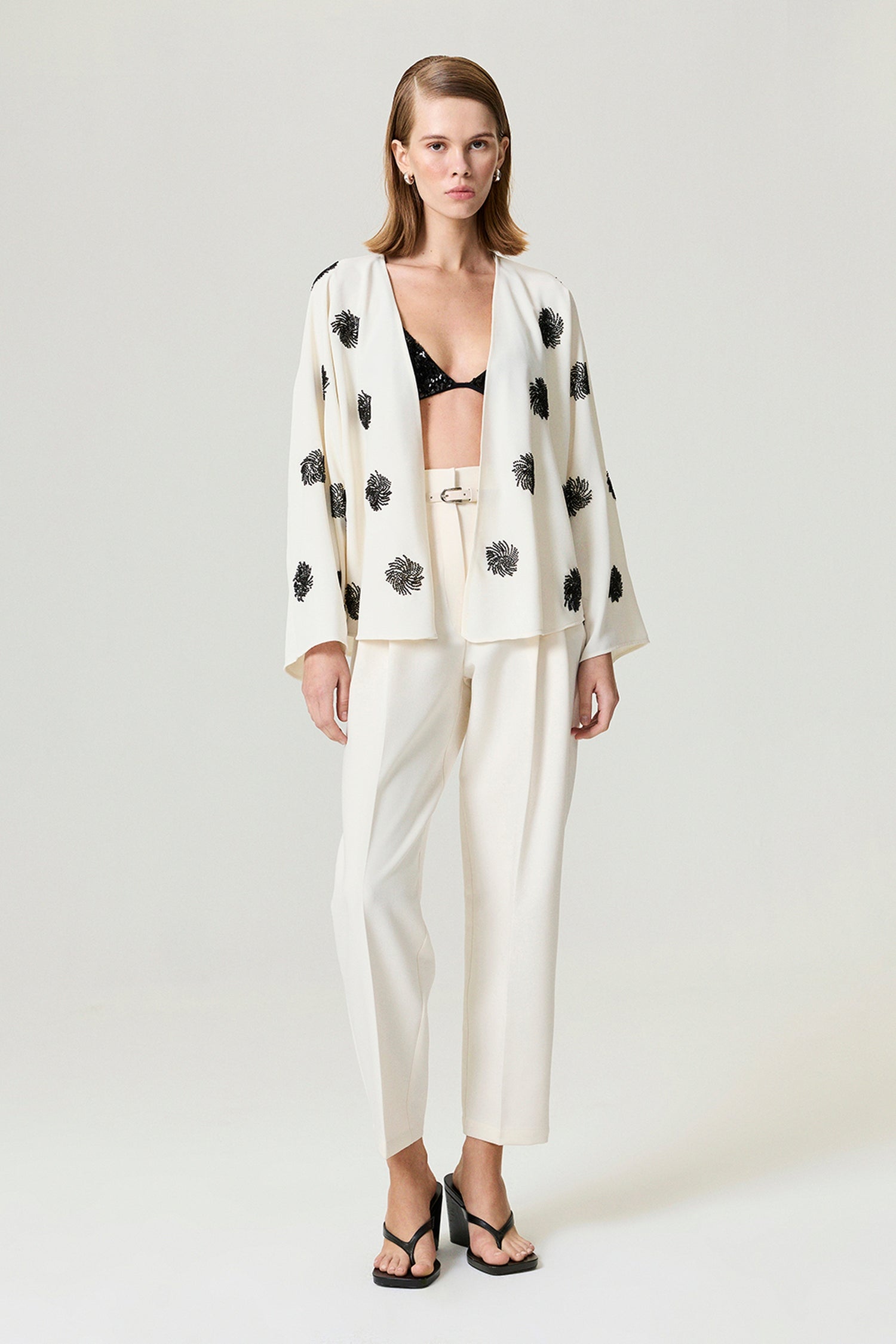 Beaded Open-Front Kimono