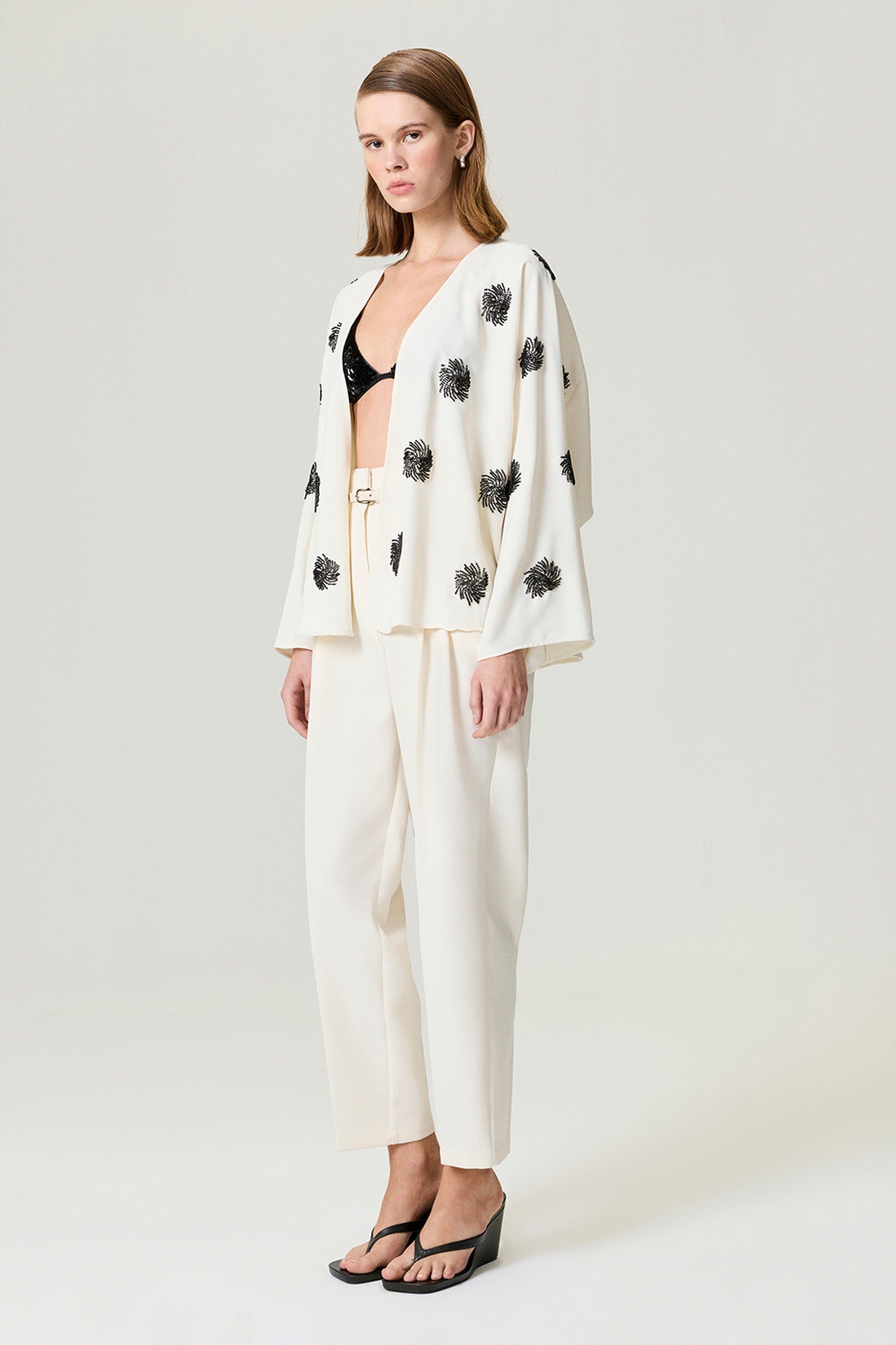 Beaded Open-Front Kimono