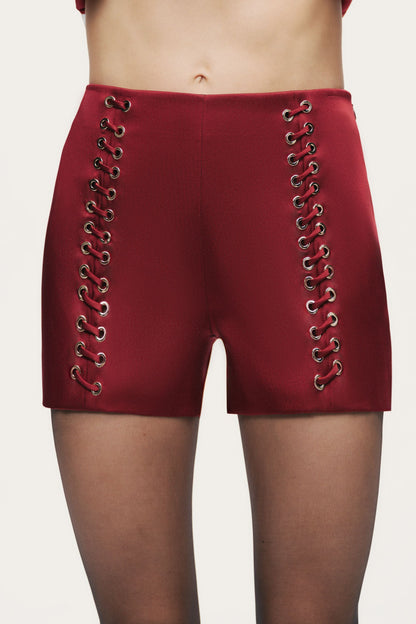 Twin-Lace High-Waist Shorts