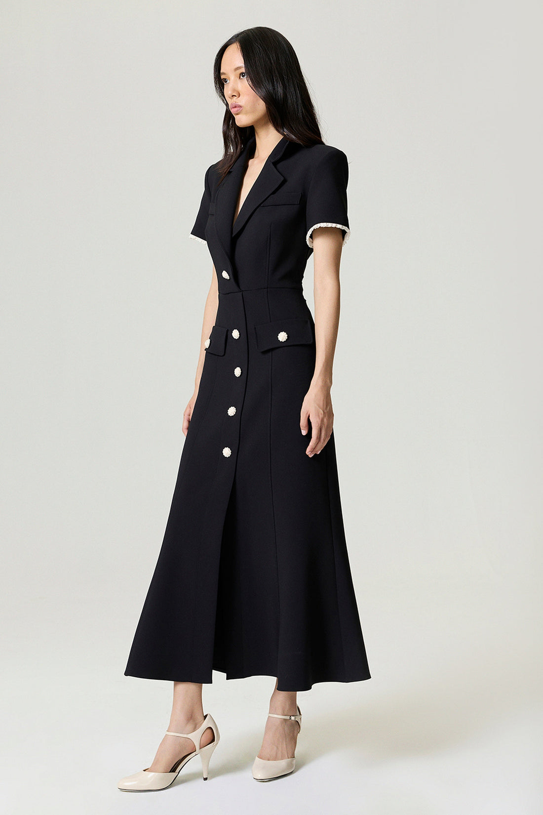 Floral Button-Embellished Maxi Dress