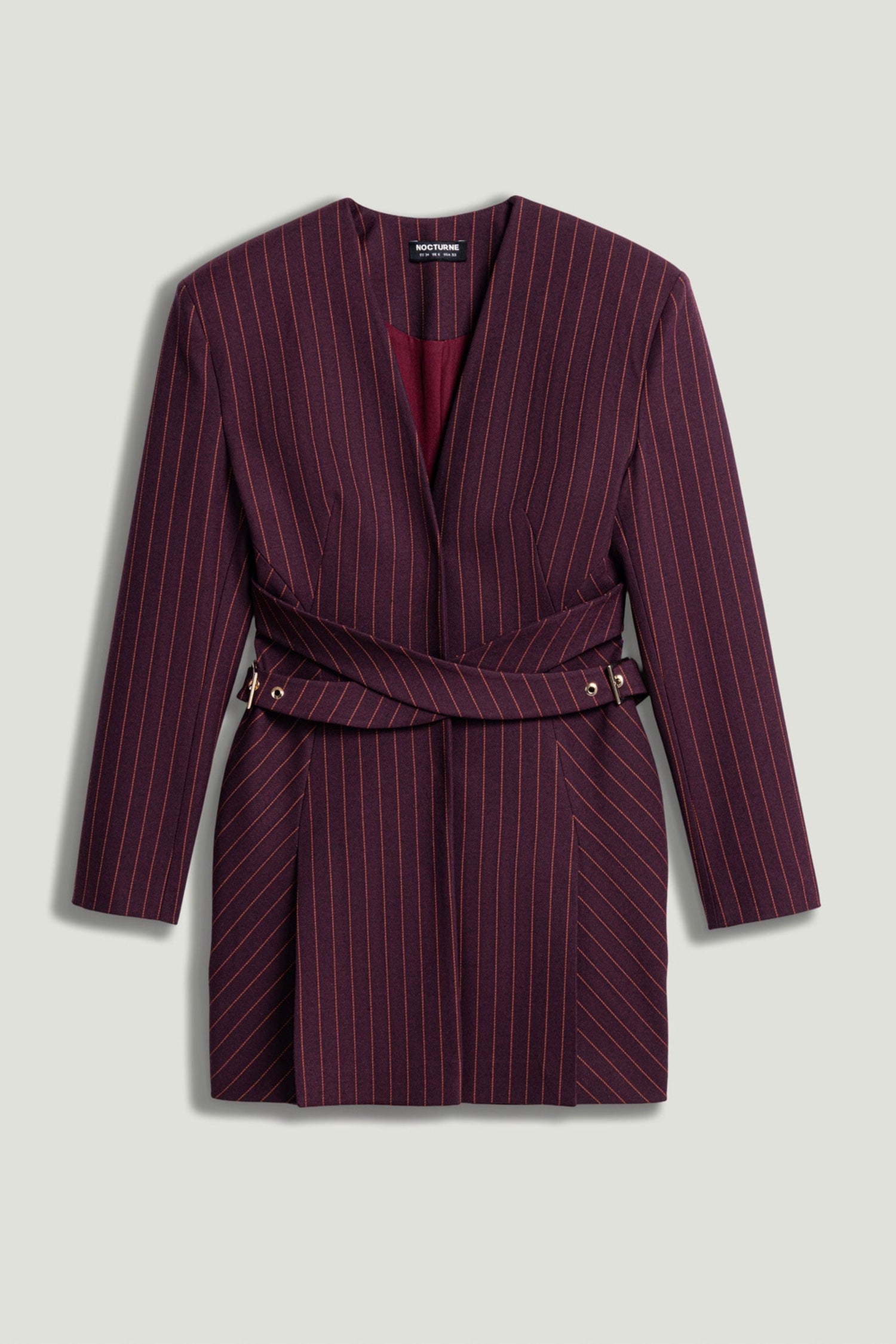 Tailored Pinstripe Wrap-Waist Mini Dress