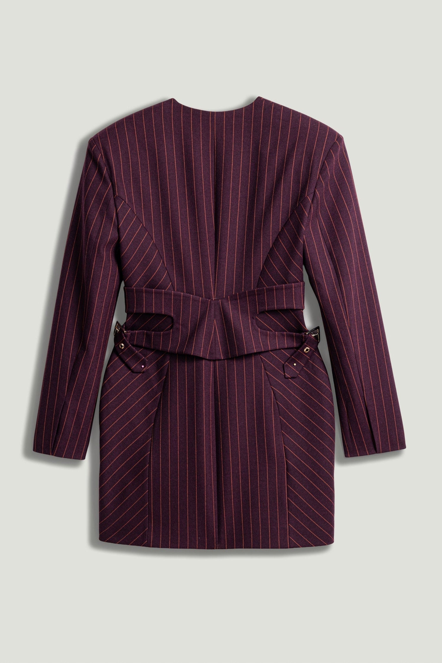 Tailored Pinstripe Wrap-Waist Mini Dress