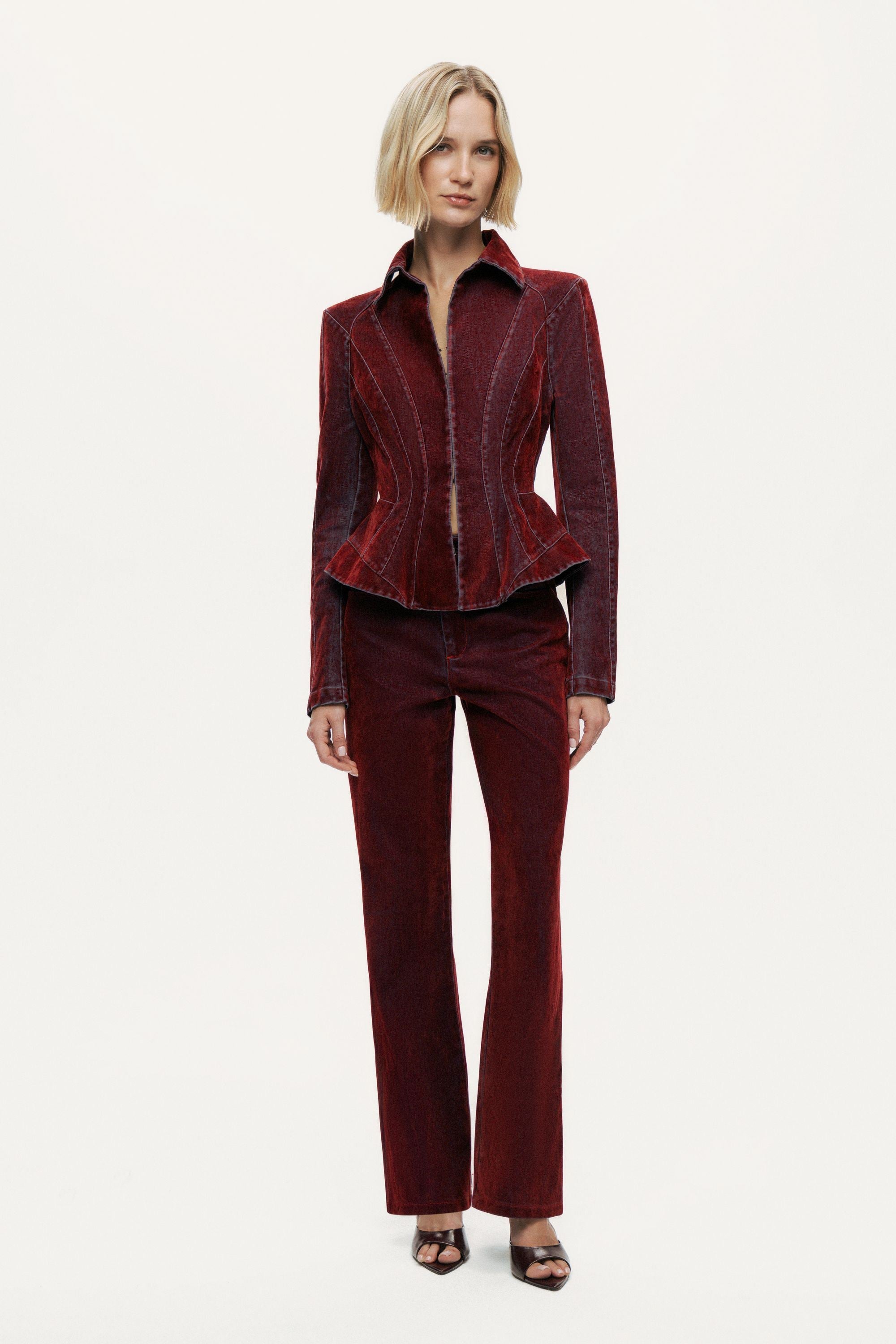 Velvet Straight-Leg Pants