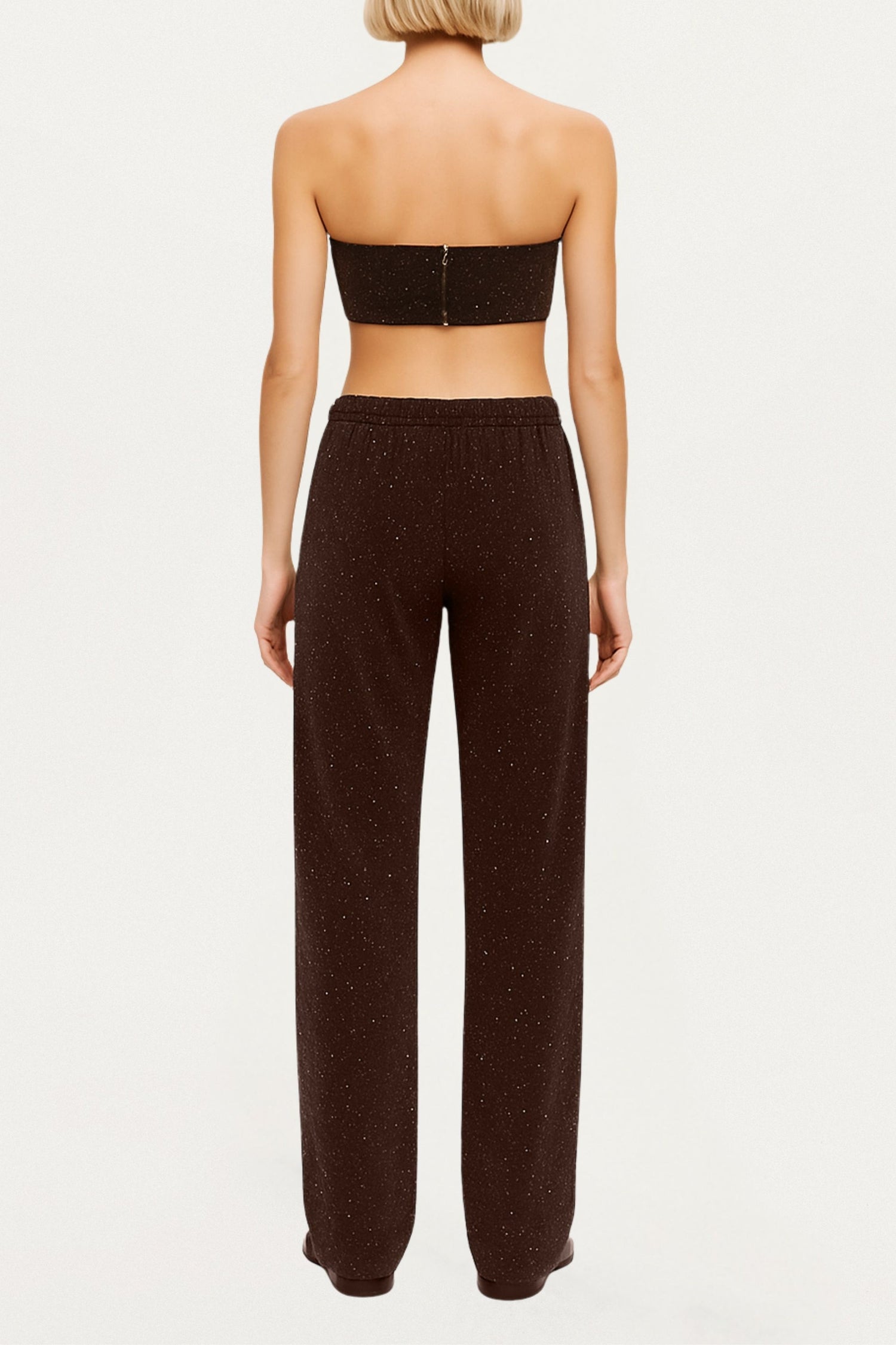 Velour Drawstring Wide-Leg Pants