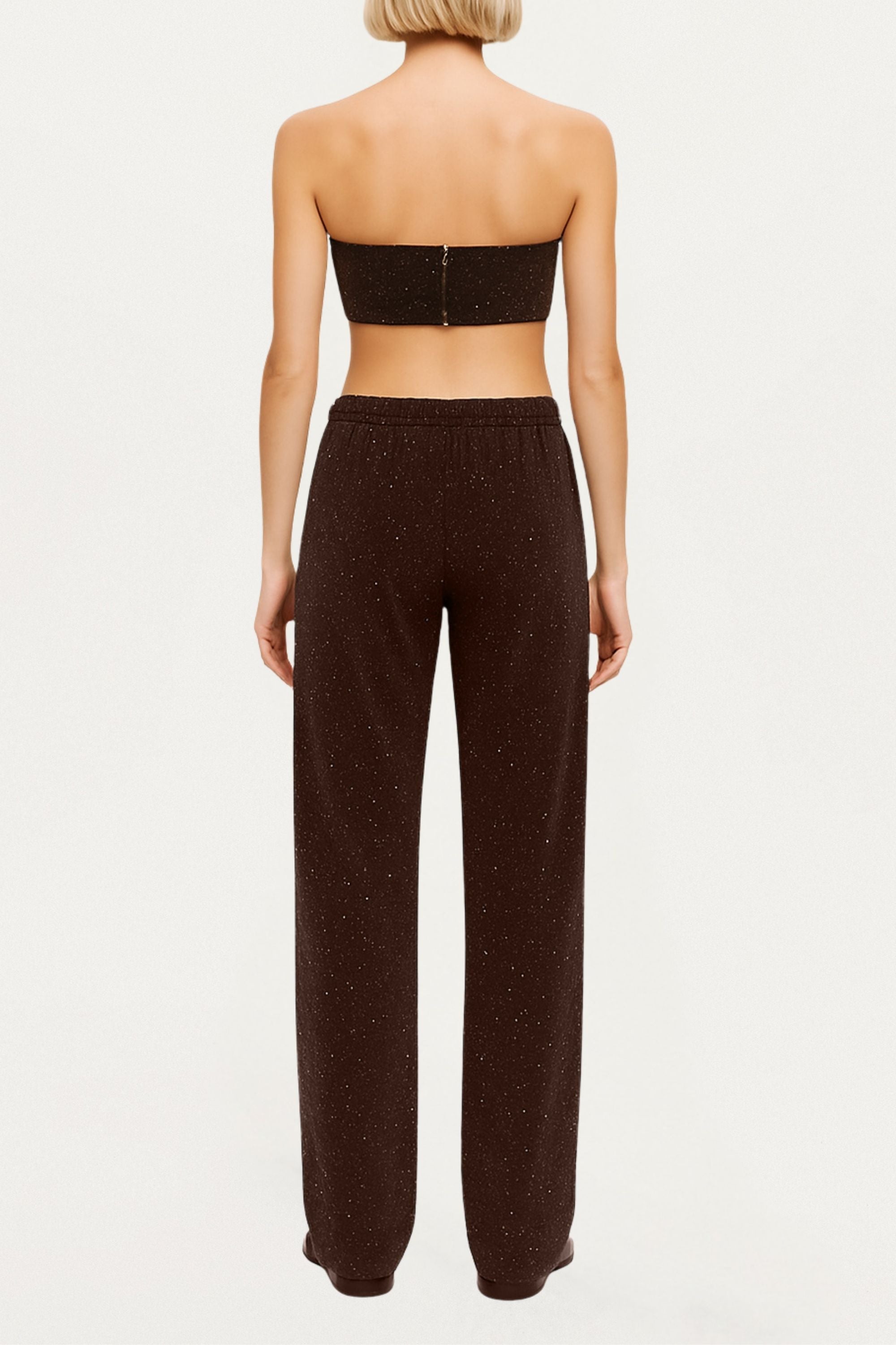 Velour Drawstring Wide-Leg Pants