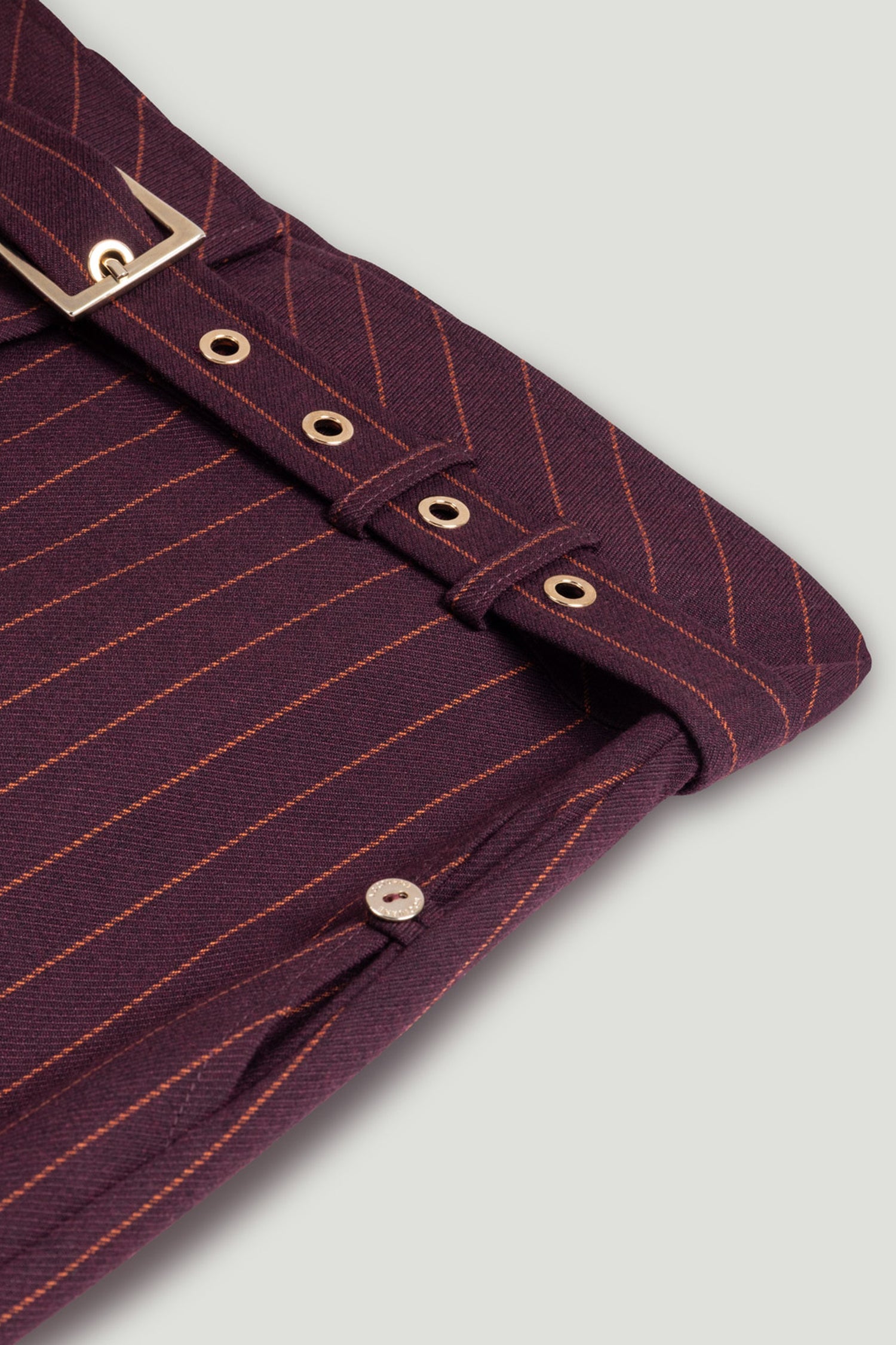 Pinstripe Belted Pencil Skirt