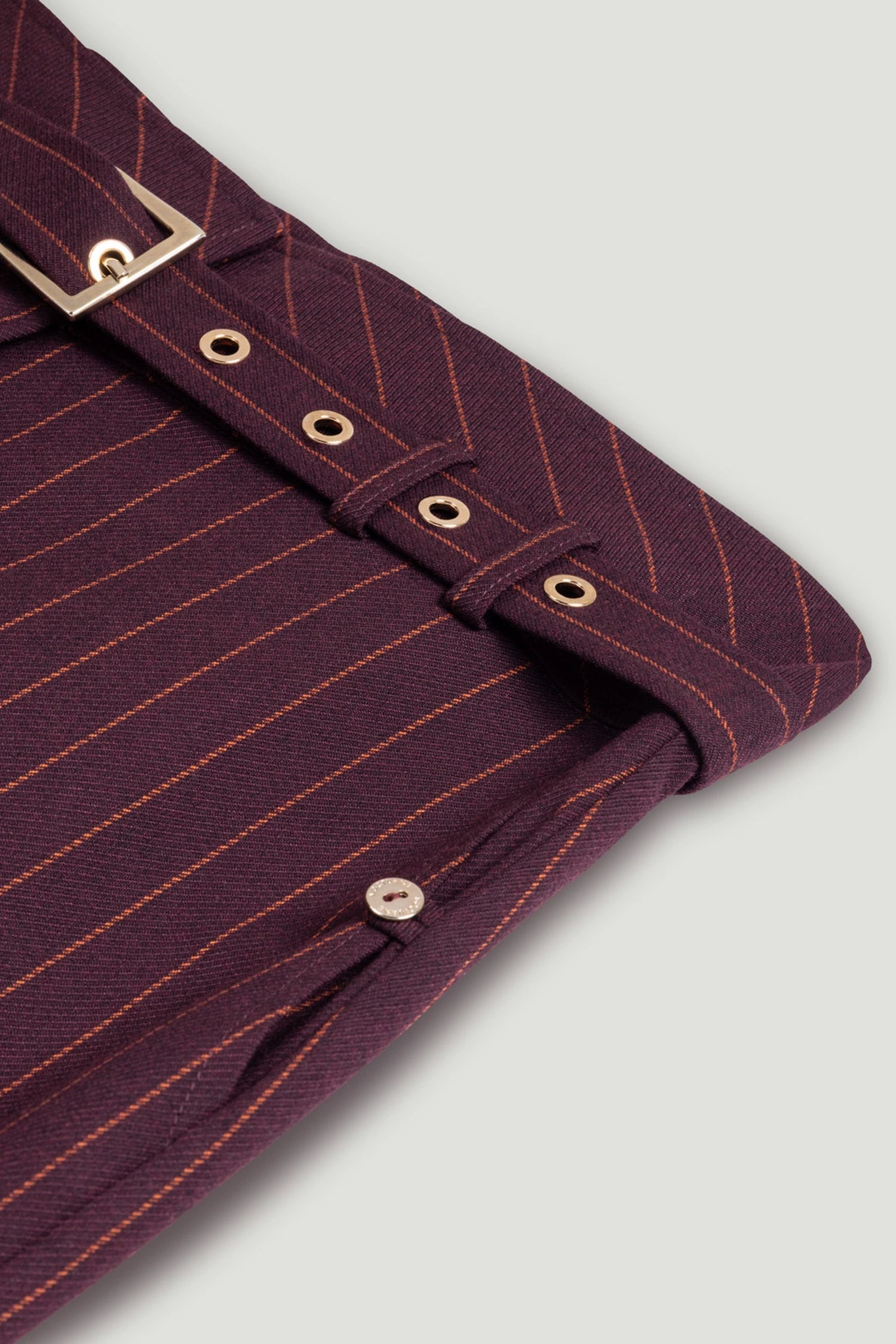 Pinstripe Belted Pencil Skirt