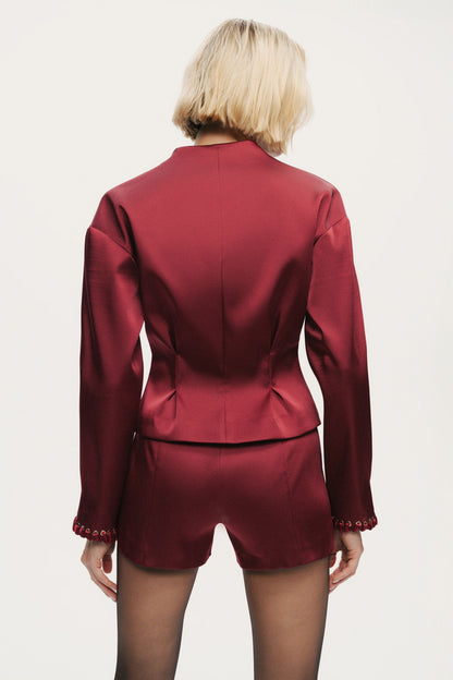 Hook-Closure Cropped Jacket