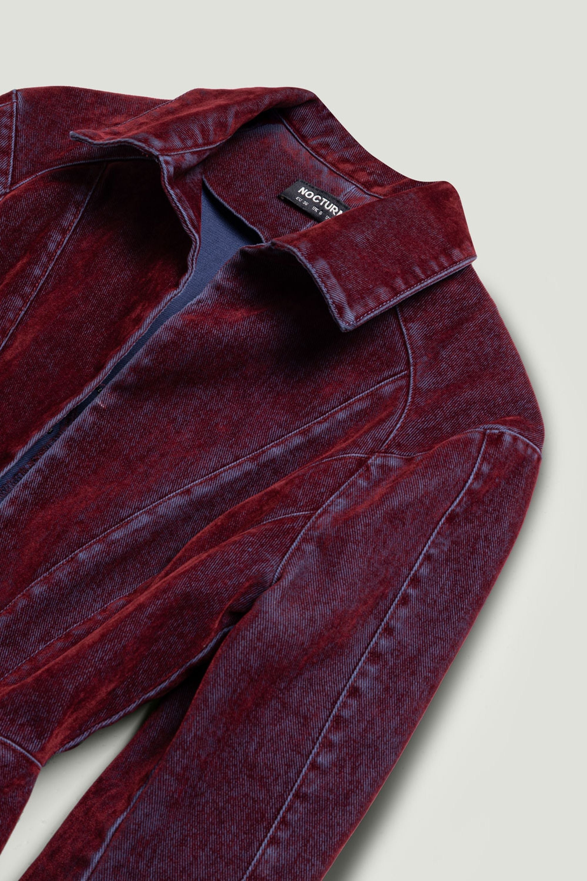 Velvet Corset-Seamed Peplum Jacket