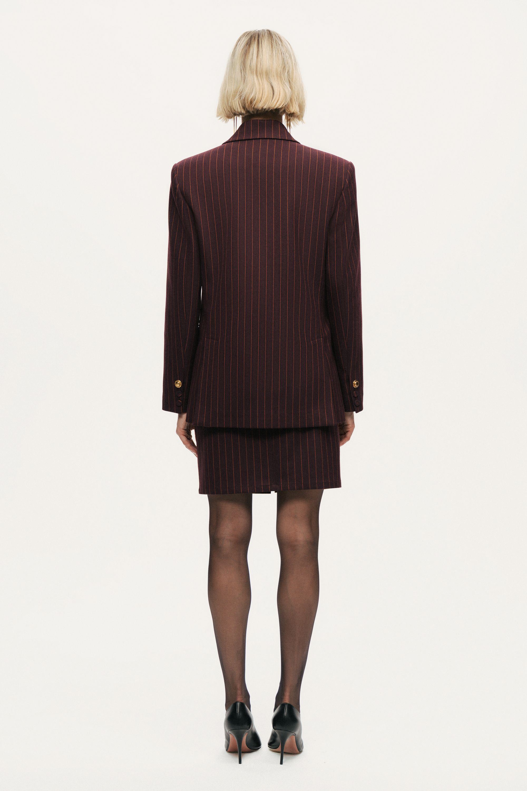 Pinstripe Double-Breasted Blazer