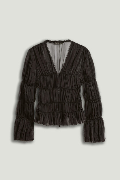 Ruched Sheer Blouse