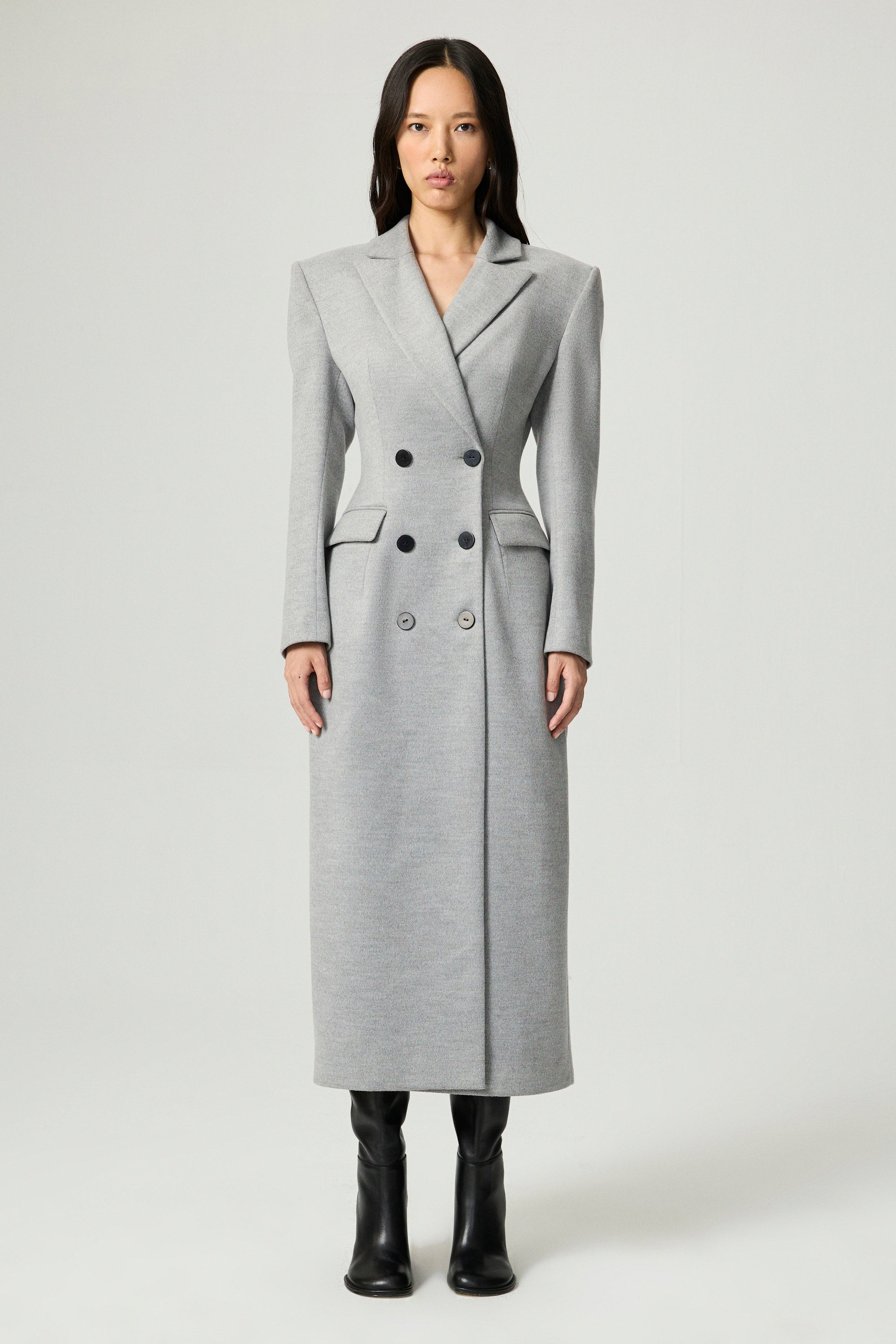 Structured Double-Breasted Maxi Coat – Nocturne