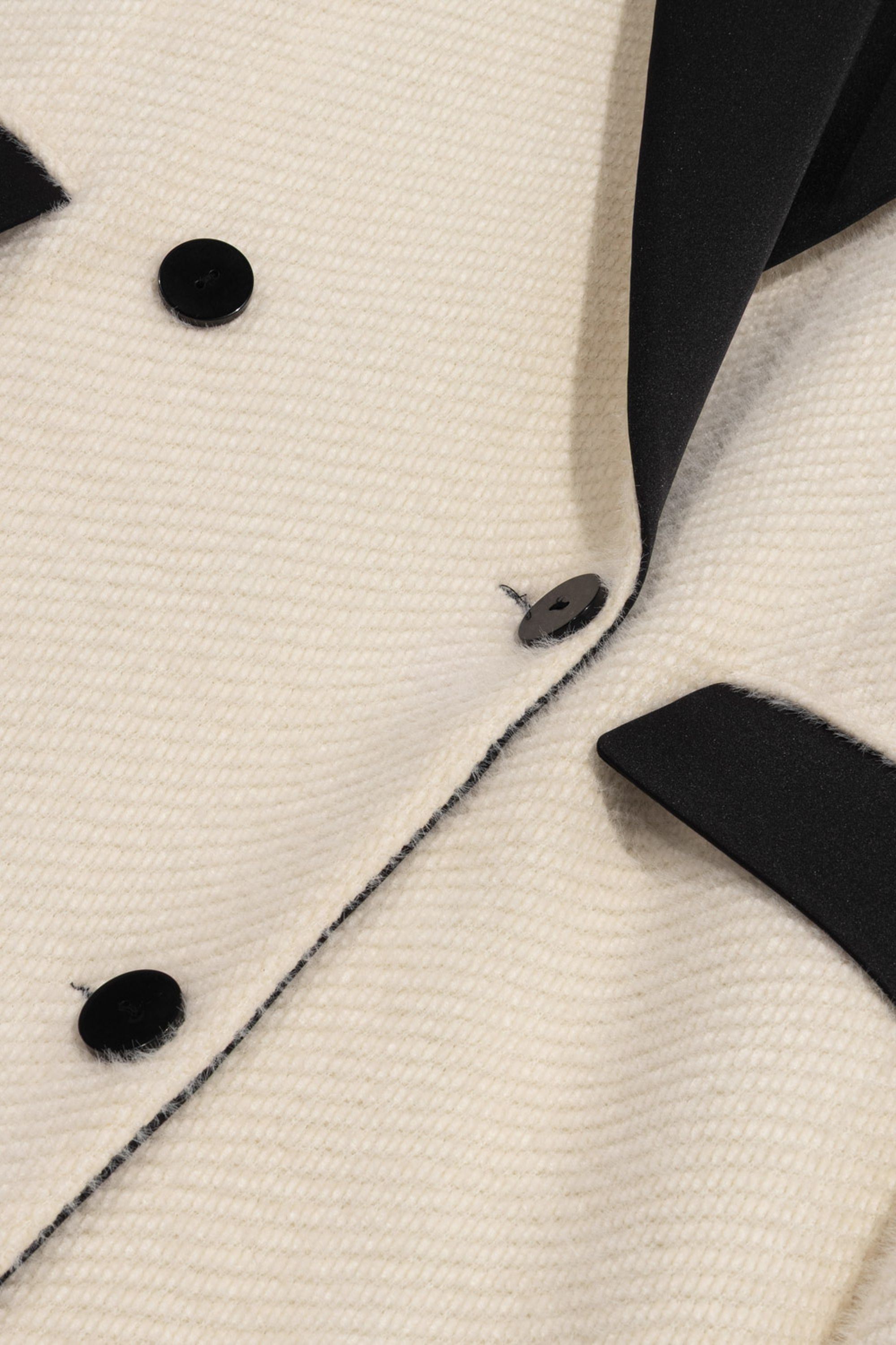 Contrast Lapel Double-Breasted Coat