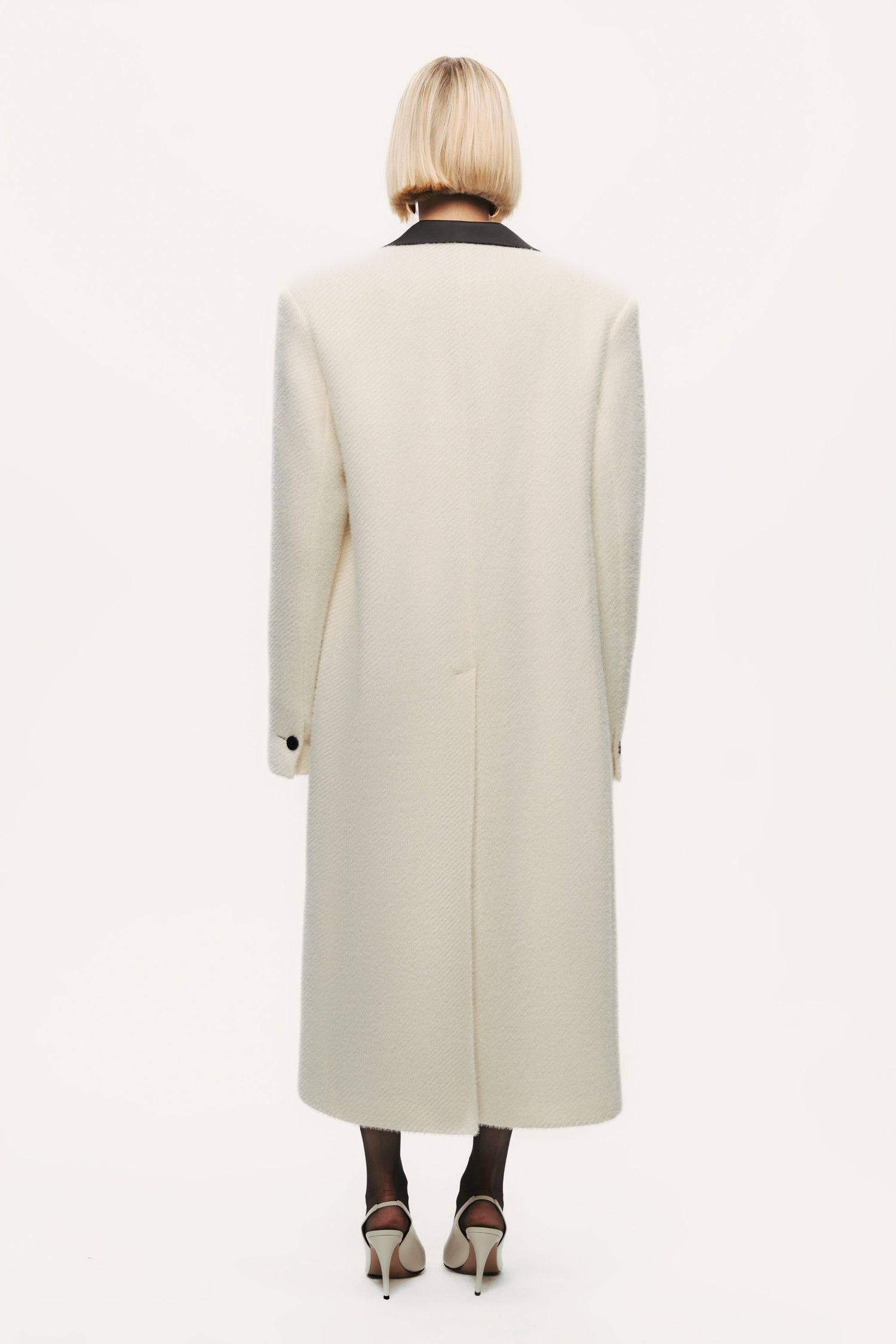 Contrast Lapel Double-Breasted Coat